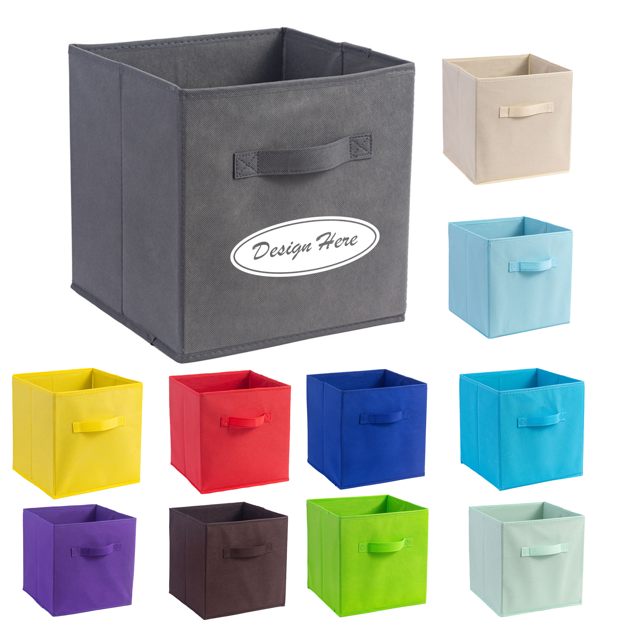 Square Non-Woven Folding Storage Box with Convenient Handle 2