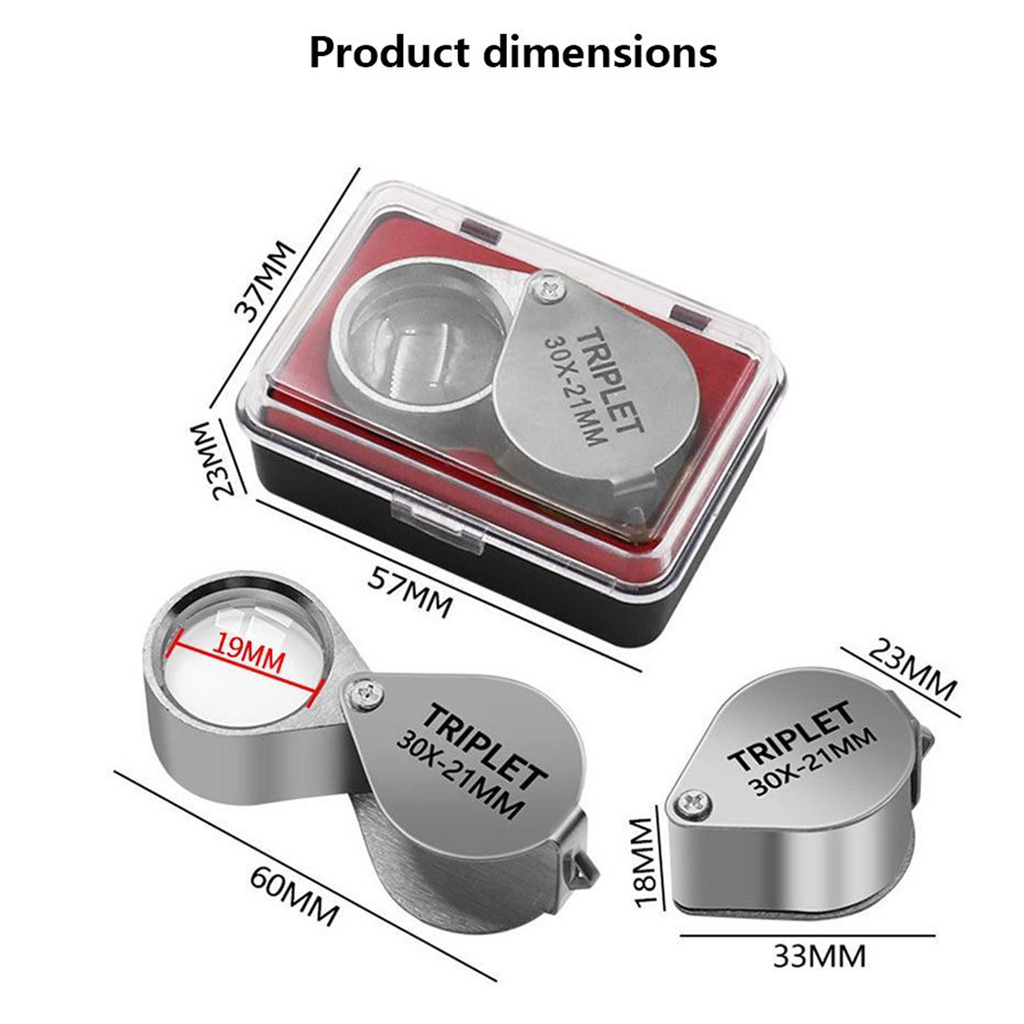 30X Metal Folding J Pocket Jewelry Eye Loupe 3