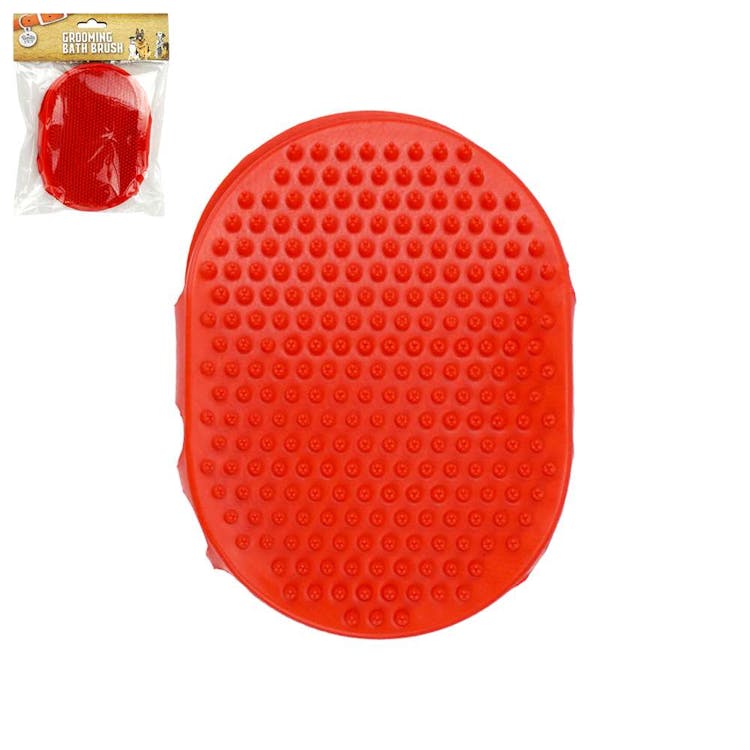 Pet Silicone Grooming Bath Brush Red 2