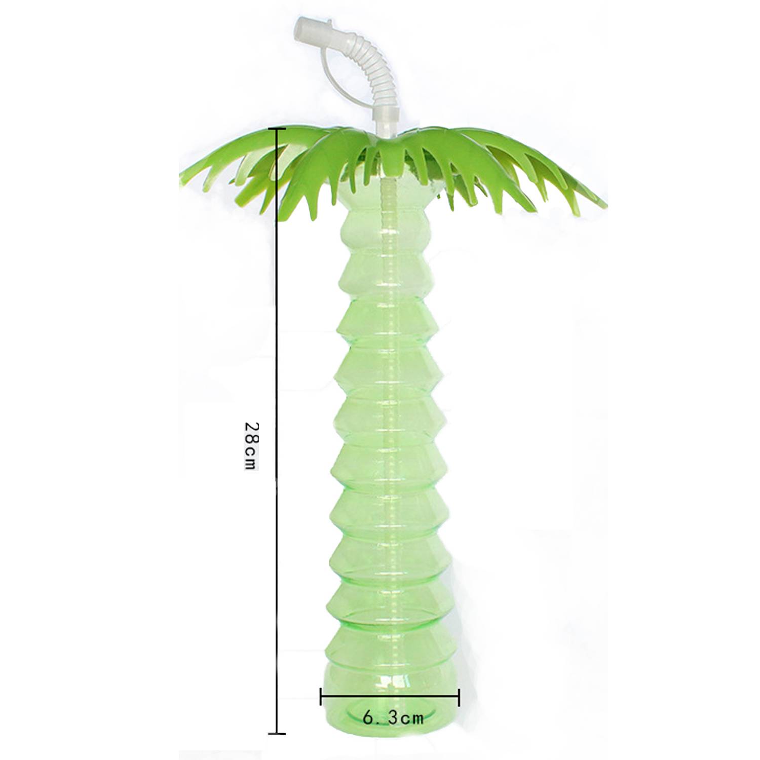17oz Tropical Summer Coconut Tree Bottle w/ Straw 3