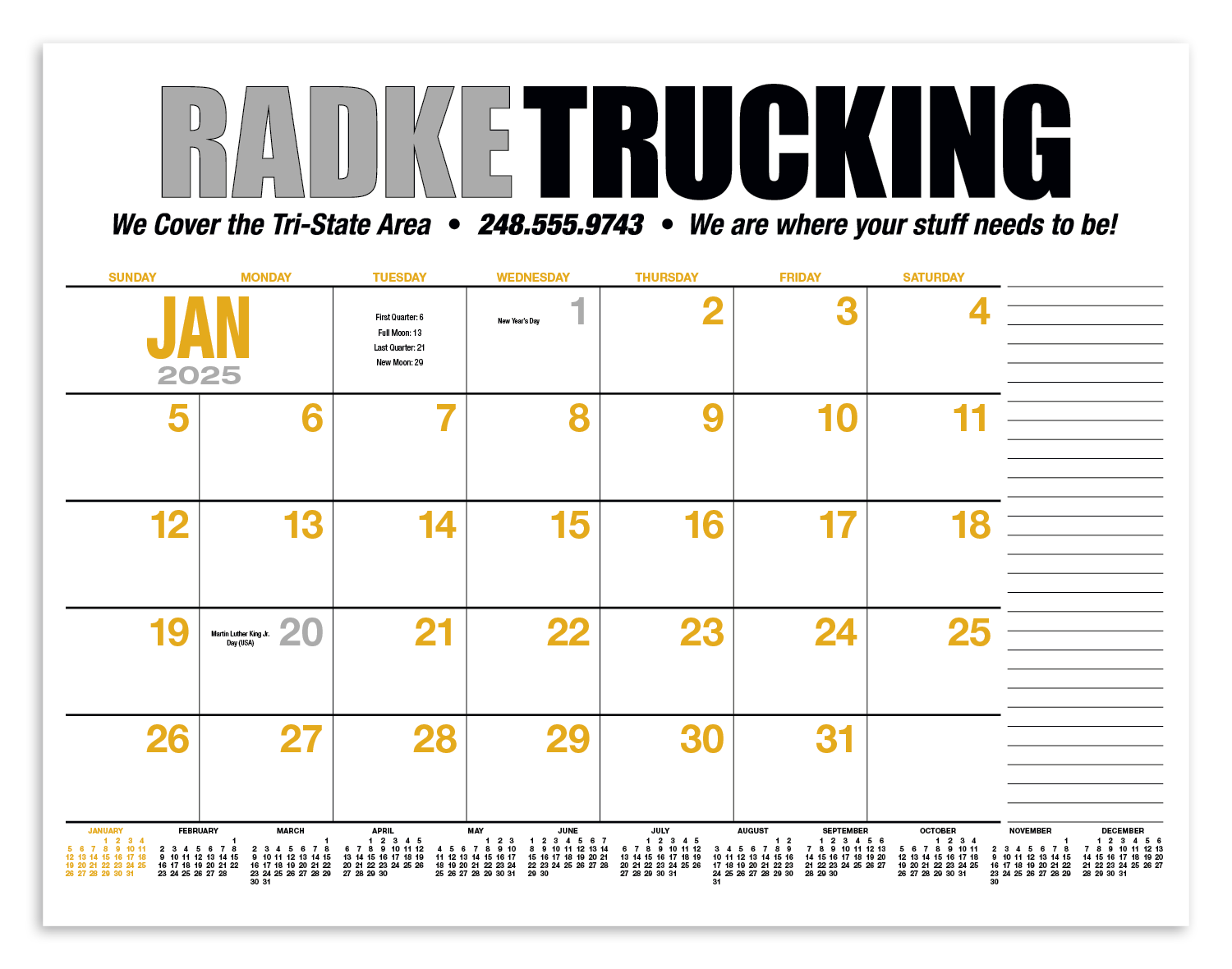 HotLine® Products 13-Month Desk Pad Calendar 15