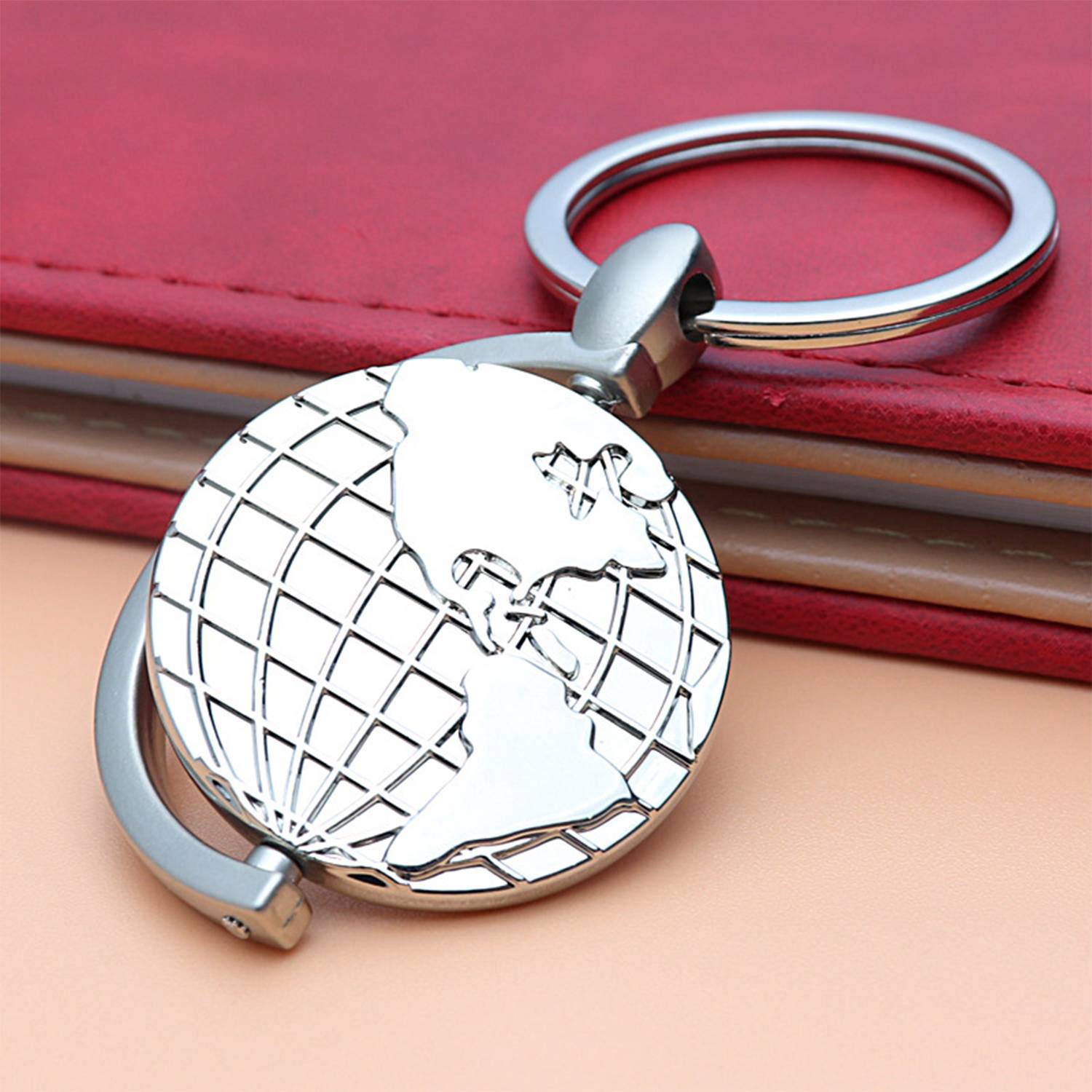 Mini Rotating Globe Metal Keychain 3