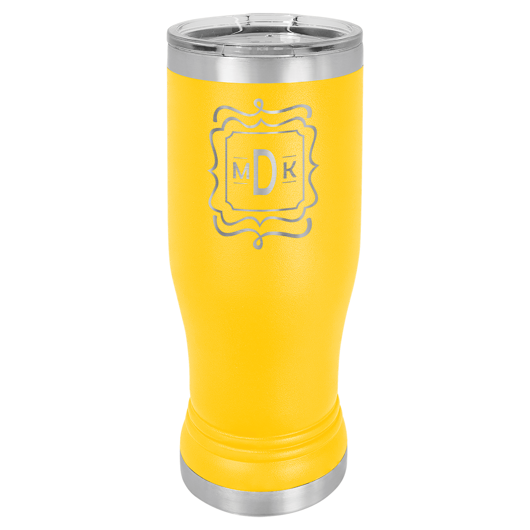 Yellow 14 oz. Polar Camel Pilsner with Clear Lid 1