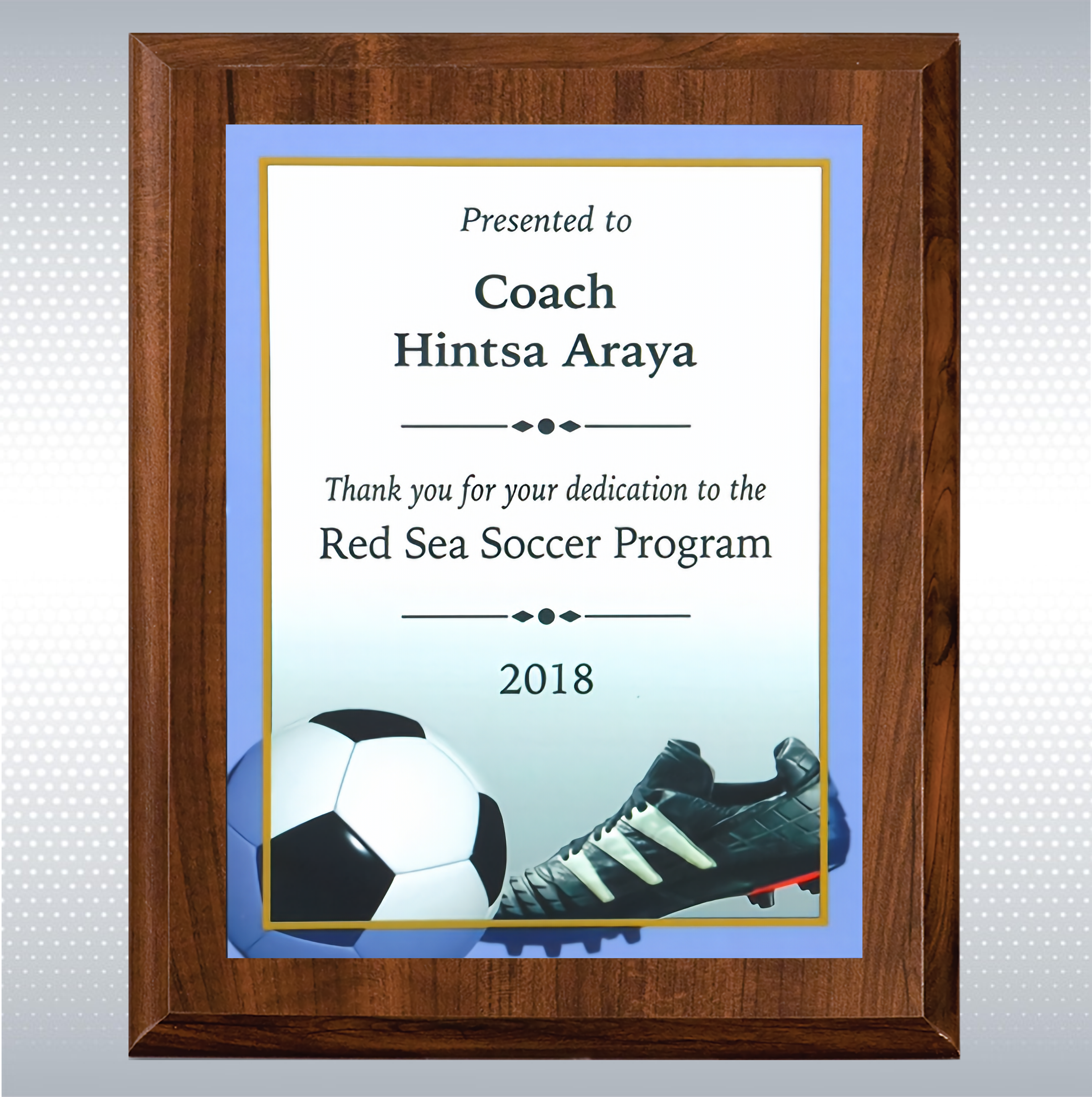 Cherry Finish Wood Plaque w/Full Color Sublimated Plate 8