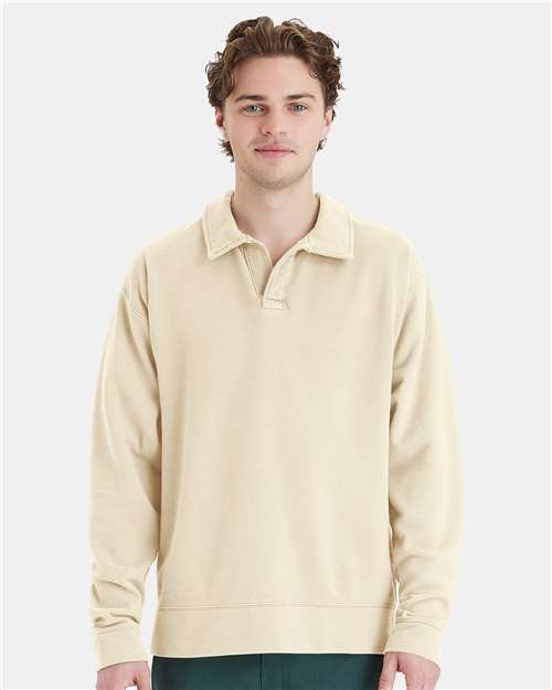 Unisex Garment-Dyed Polo Collar Sweatshirt - GDH490 36