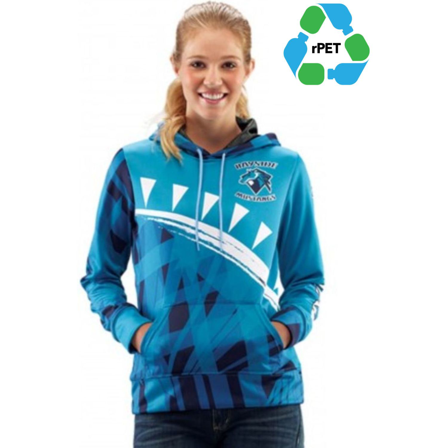 Women's rPET Recycled 100% Polyester Sublimation Performance Pullover Hoodie 1