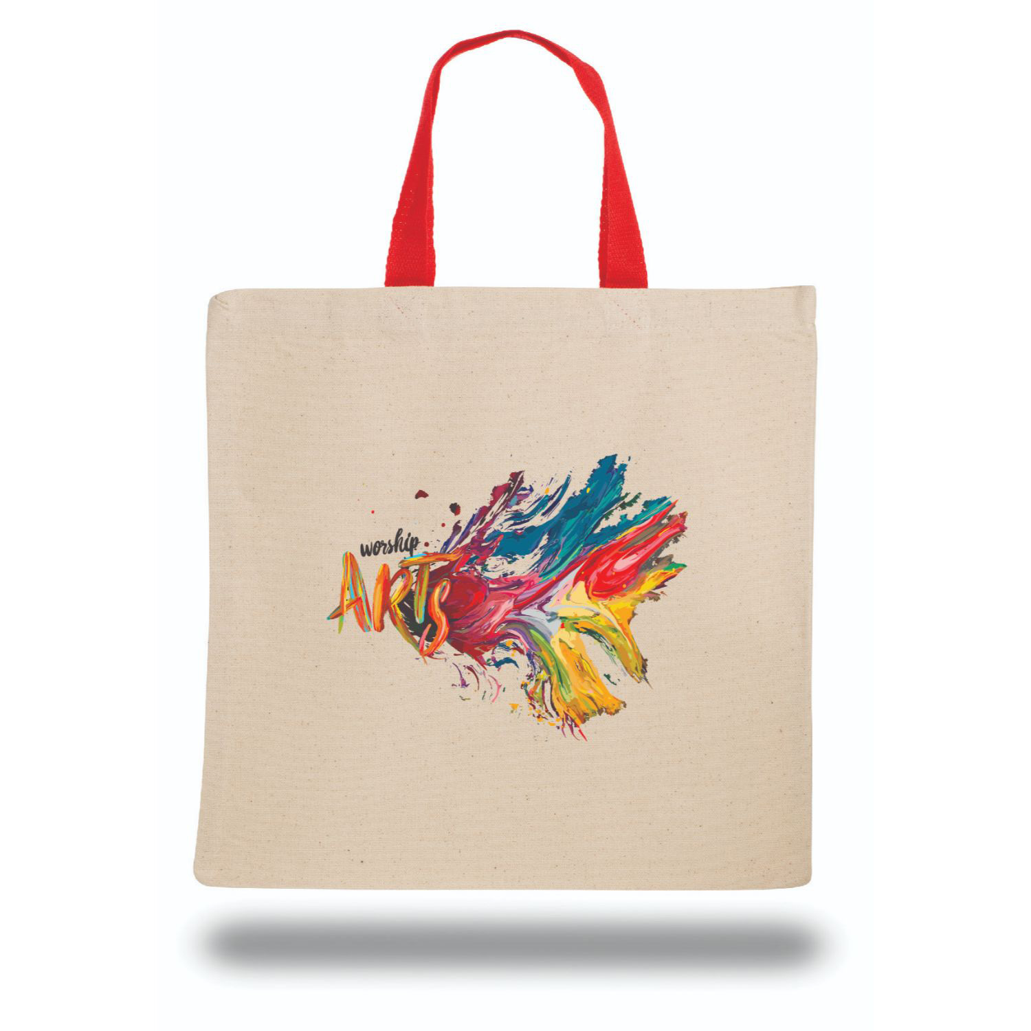COTTON CANVAS TOTE BAG W/ CONTRASTING WEB HANDLES 14" X 14" BAGS 1