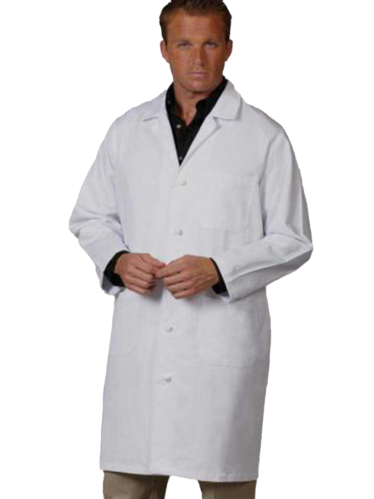 Fashion Seal Lab Coats - Unisex Three-Pocket 41" Full-Length Knot Button Lab Coat
