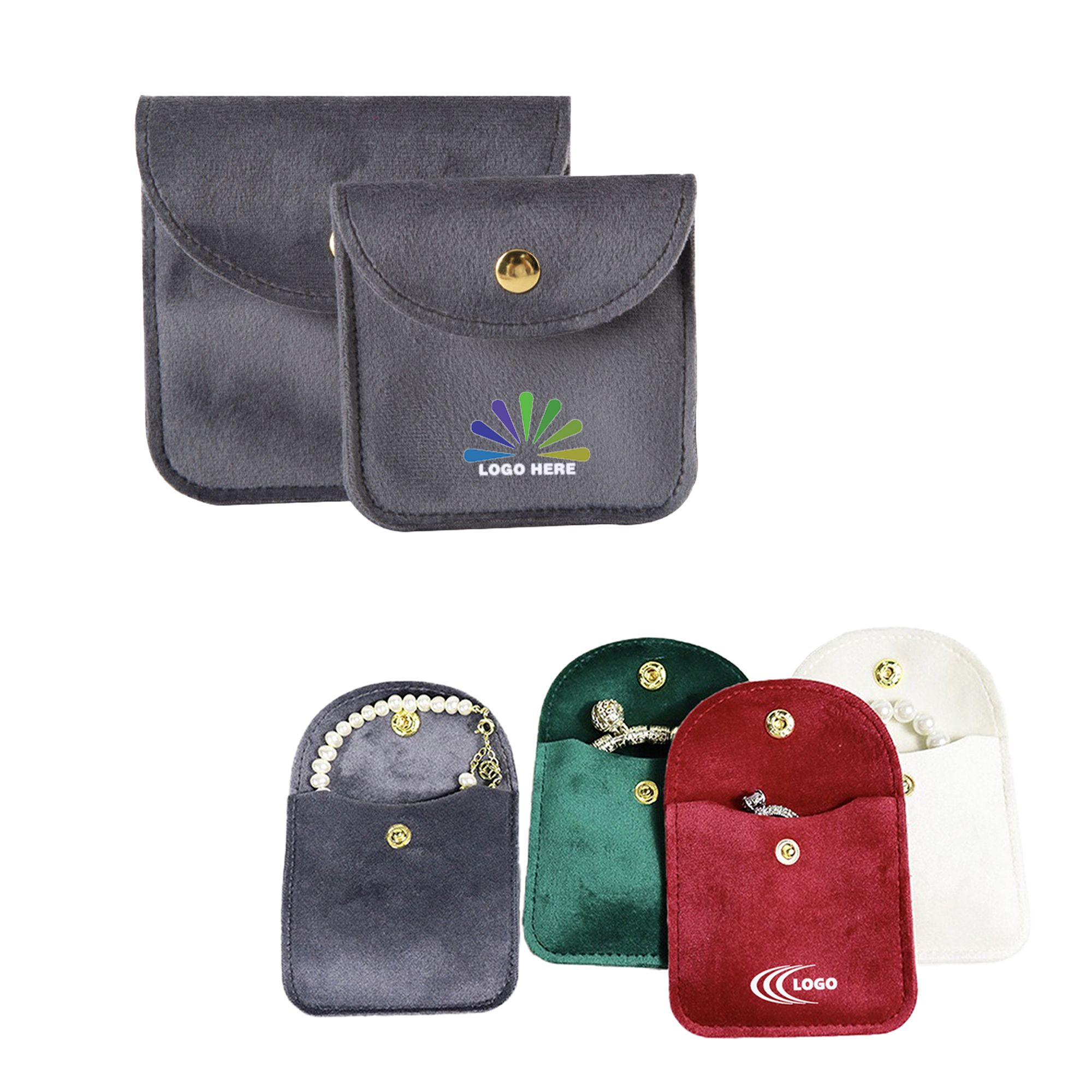 High-Quality Buttoned Flap Velvet Storage Pouch 1