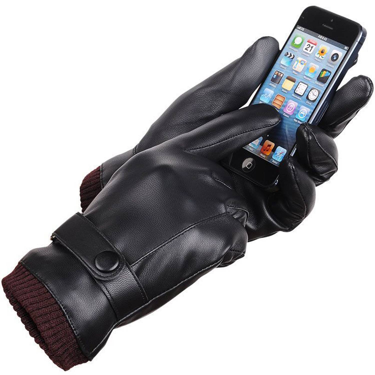 PU Leather Winter Touch Screen Cycling Gloves 7
