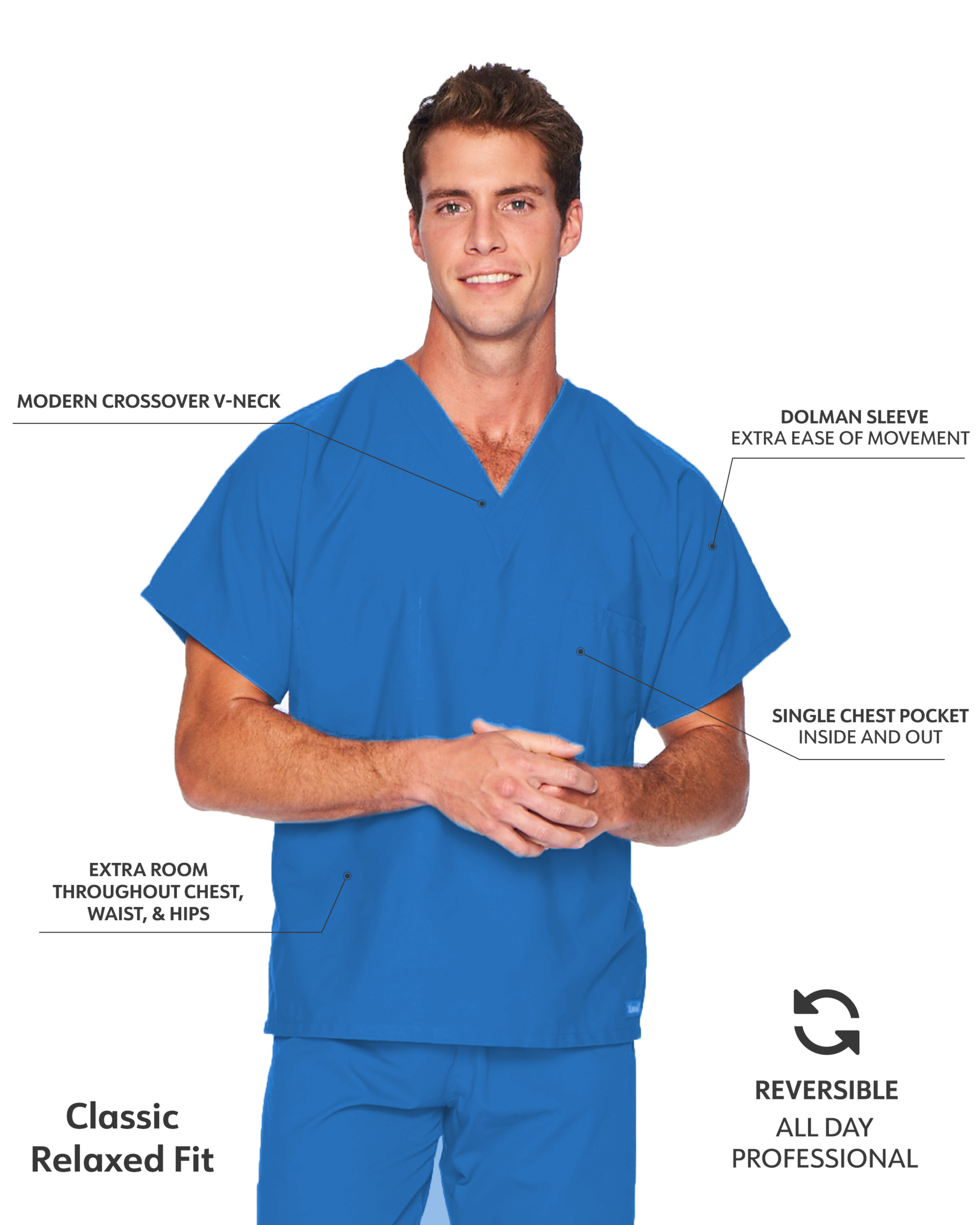 Landau - Essentials - Unisex One-Pocket Reversible V-Neck Top 29