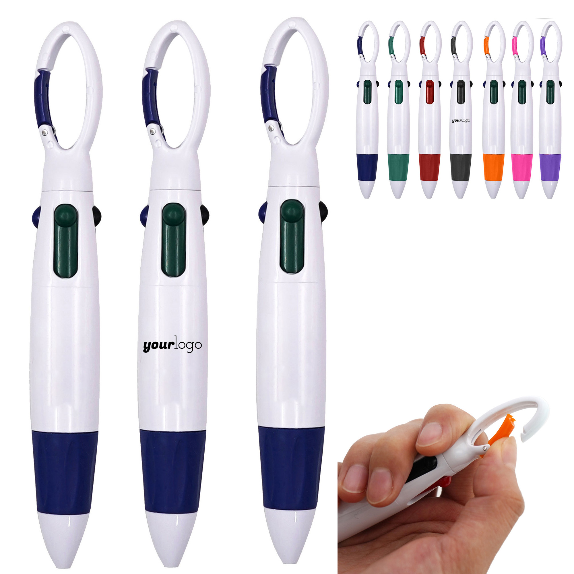 Compact Multicolor Ballpoint Pen With Clip, custom pen with logo imprint 2