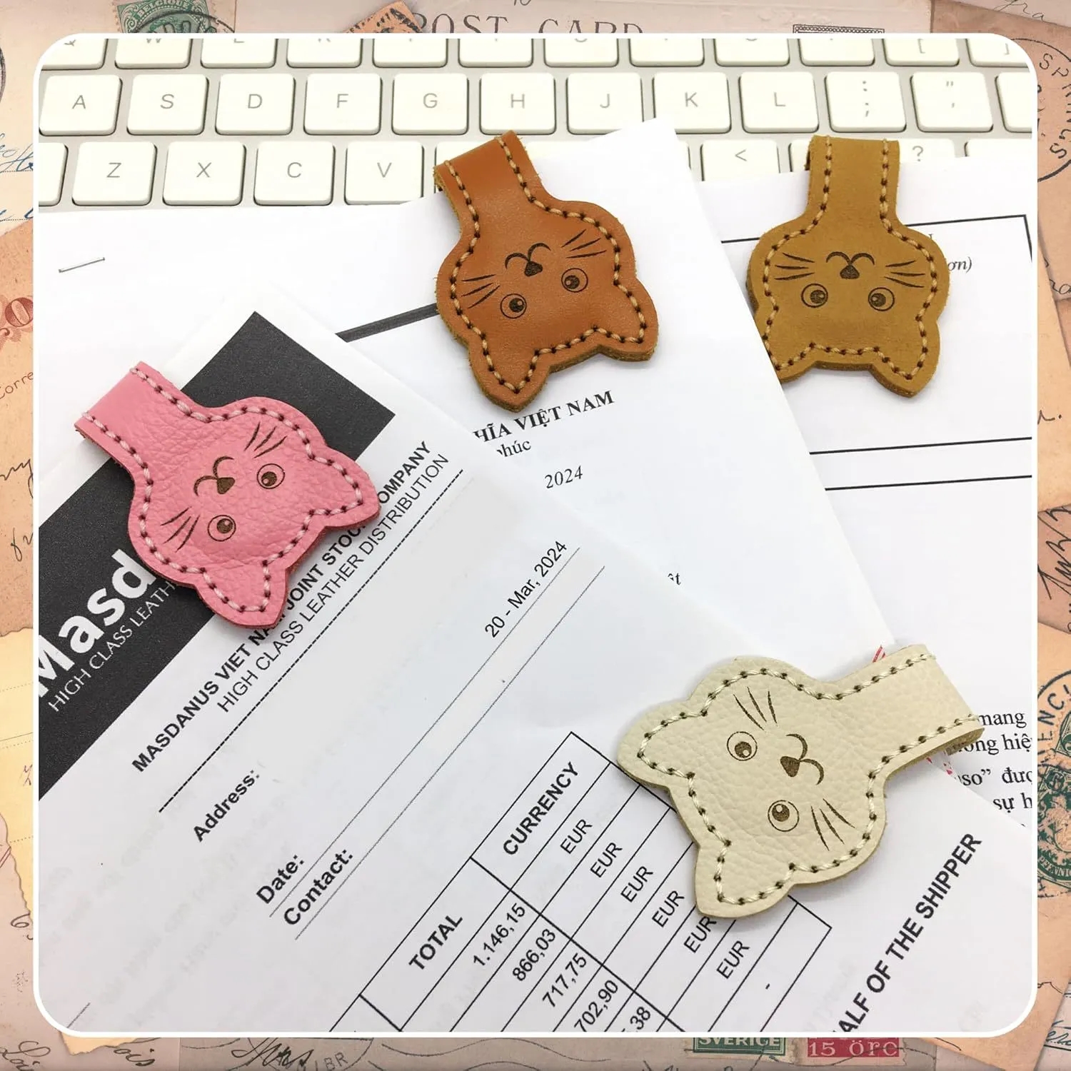 Cat PU Leather Magnetic Bookmark 3