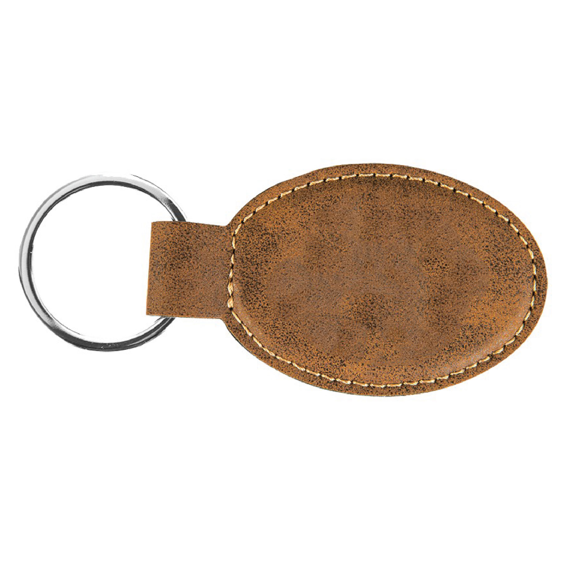 Rustic/Gold Leatherette Oval Keychain 4