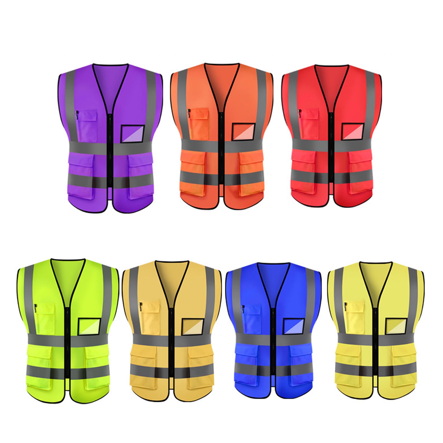 Reflective Fluorescent Vest With Multiple Pockets 2