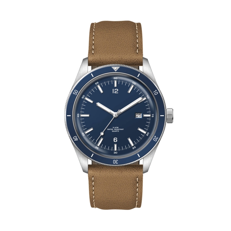 41MM, SS, SILVER CASE, BL BEZEL,  3-HAND MVT, DTE 2