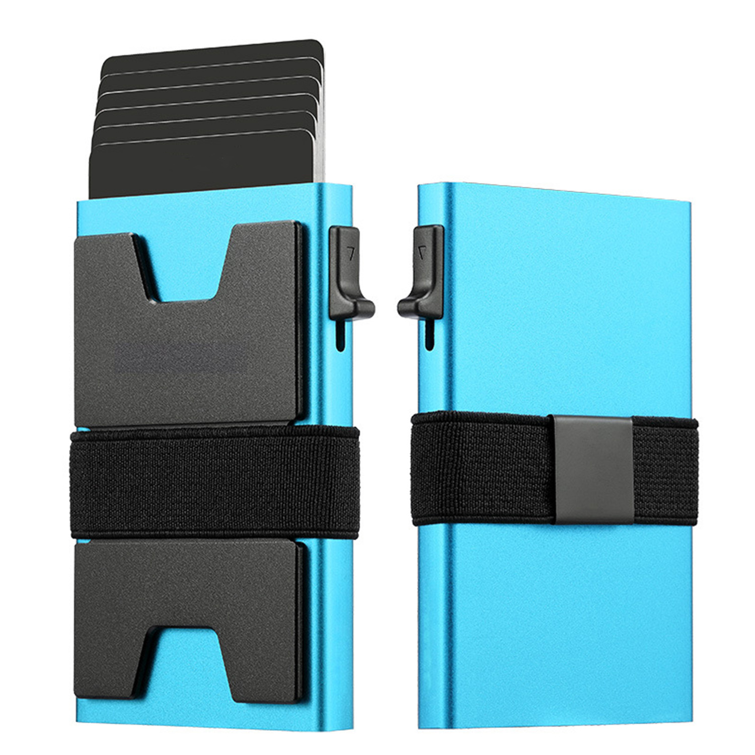 RFID Blocking Pop Up Aluminum Card Holder w/ Elastic Strap 6