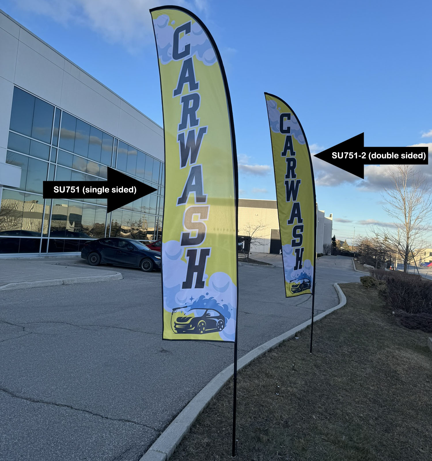 72 Hr Fast Ship - 13' Medium Feather Flag Kit, Full Color Graphics One Side, Spike and Bag Included. 14