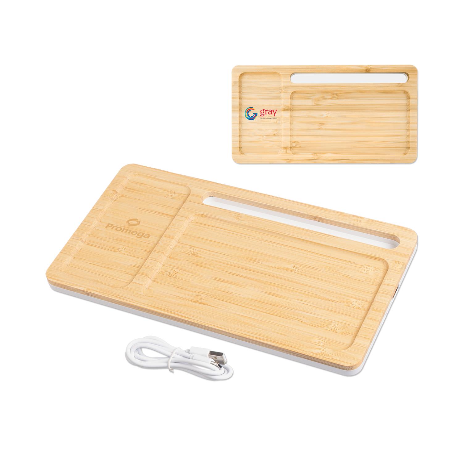 Bamboo Wireless Charging Pad Desktop Organizer 2