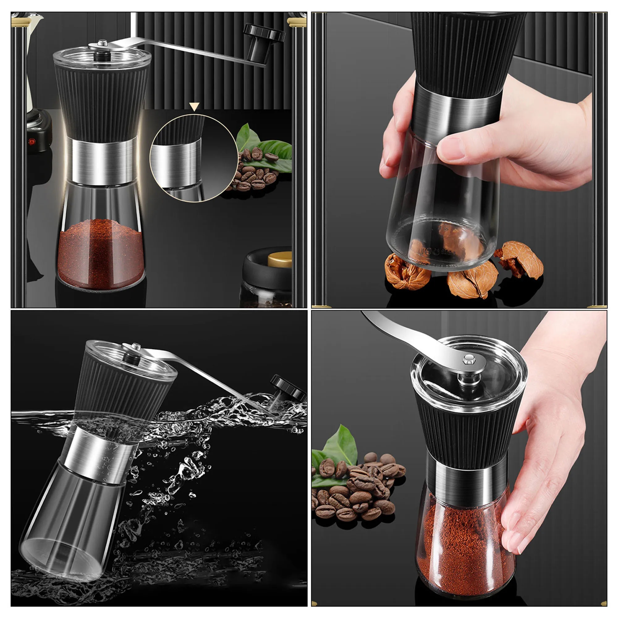 304 Stainless Steel Hand Cranked Coffee Grinder 5