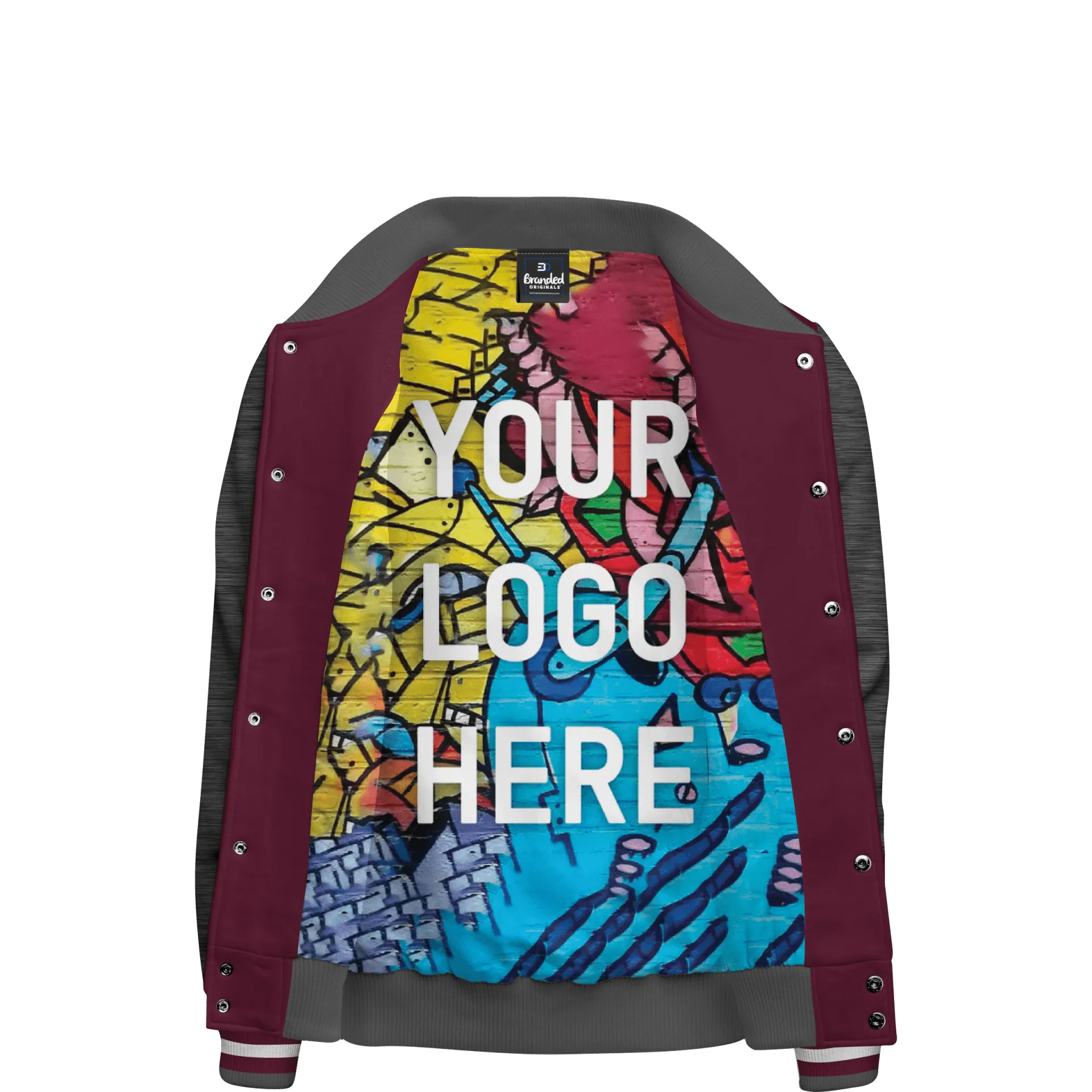 Cotton Fleece Varsity Jacket With Custom Printed Lining 2