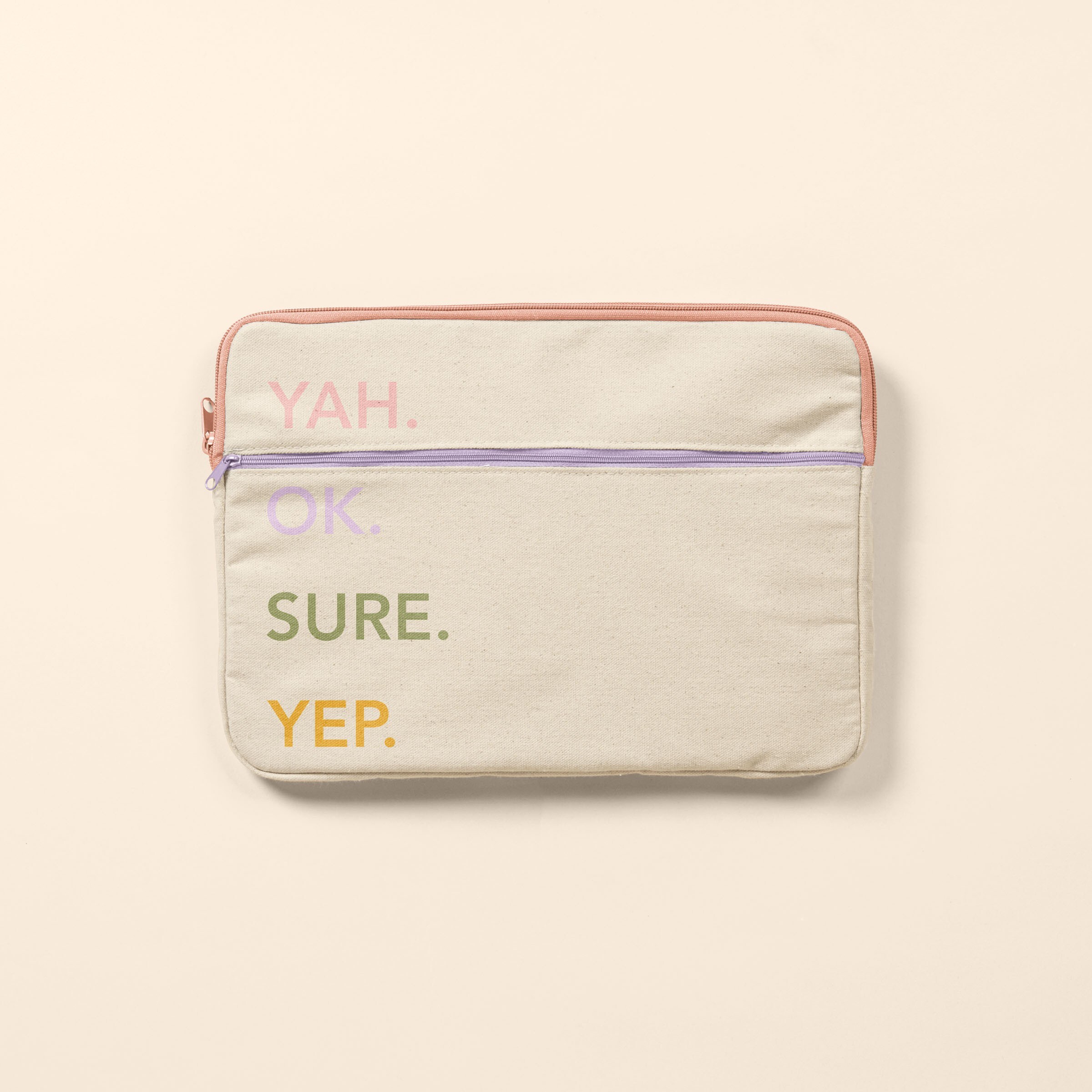 ZIPPERED POCKET LAPTOP SLEEVES - NATURAL CANVAS - SMALL - 13"