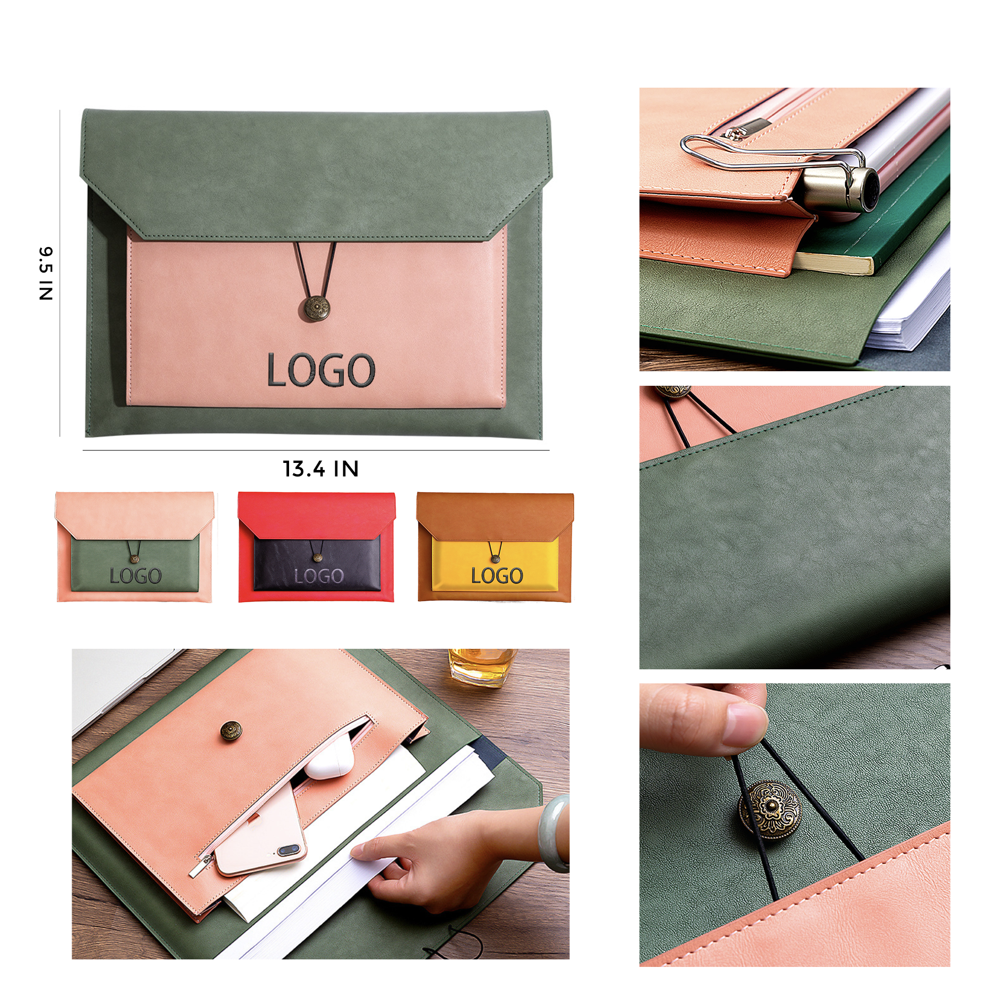 MOQ 10 PCS Stylish A4 Leather Document Bag 2