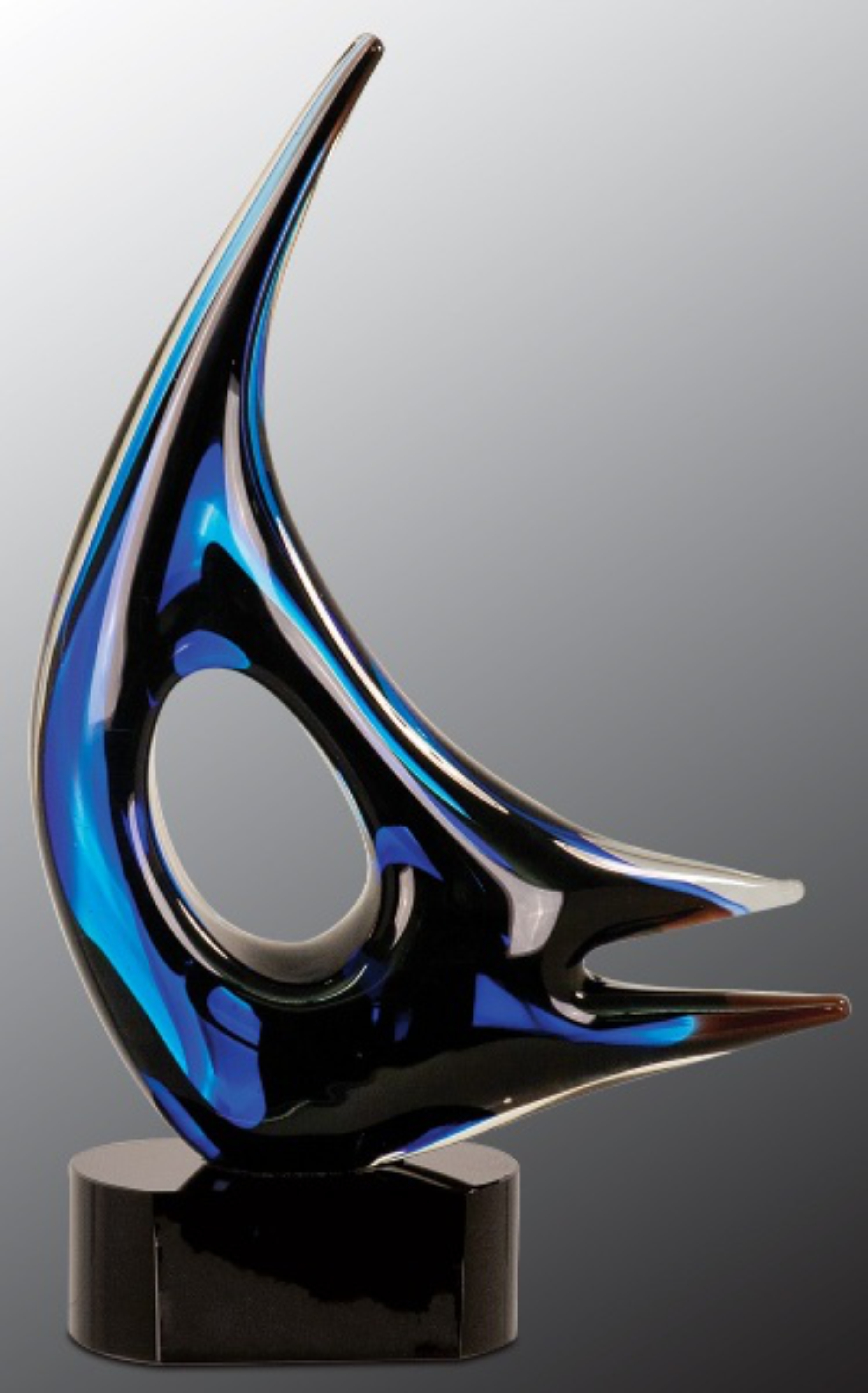 14 1/4" Blue Sail Art Glass Award 3
