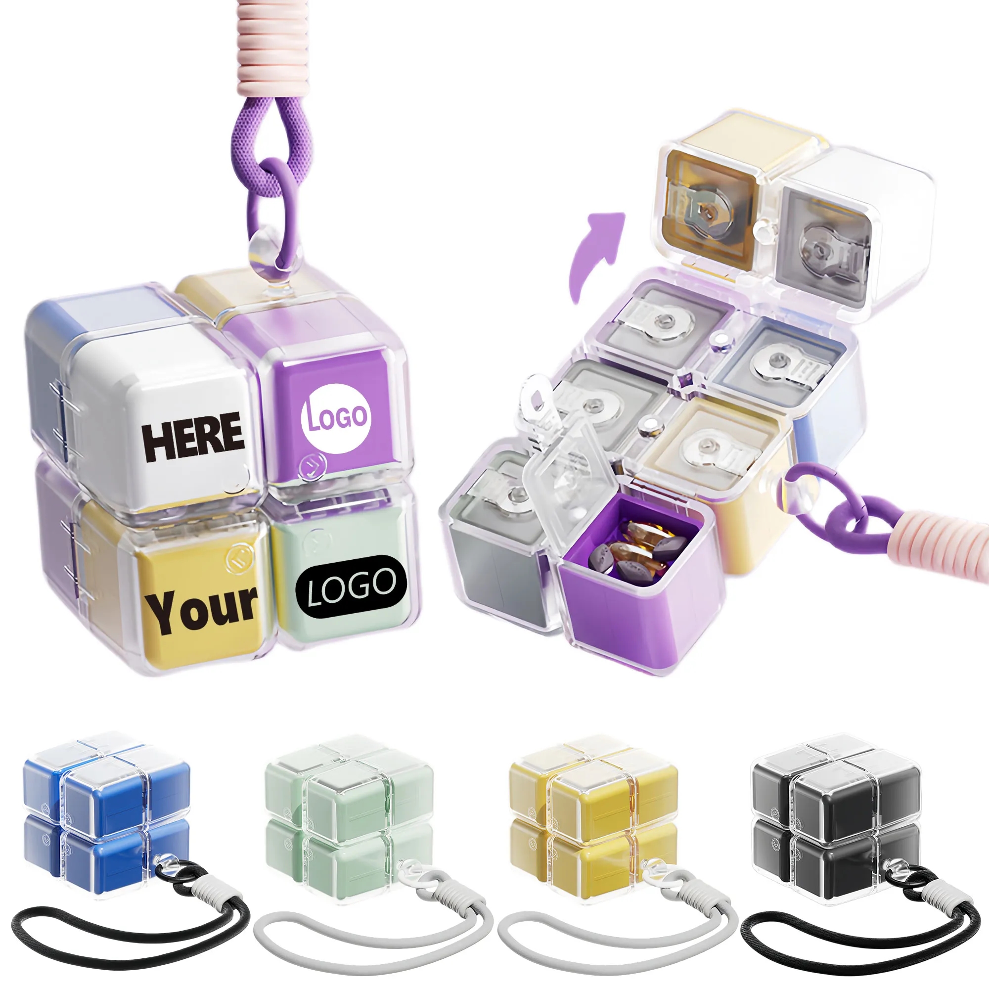 Innovative Rotating Cube Pill Organizer With Hanging Strap