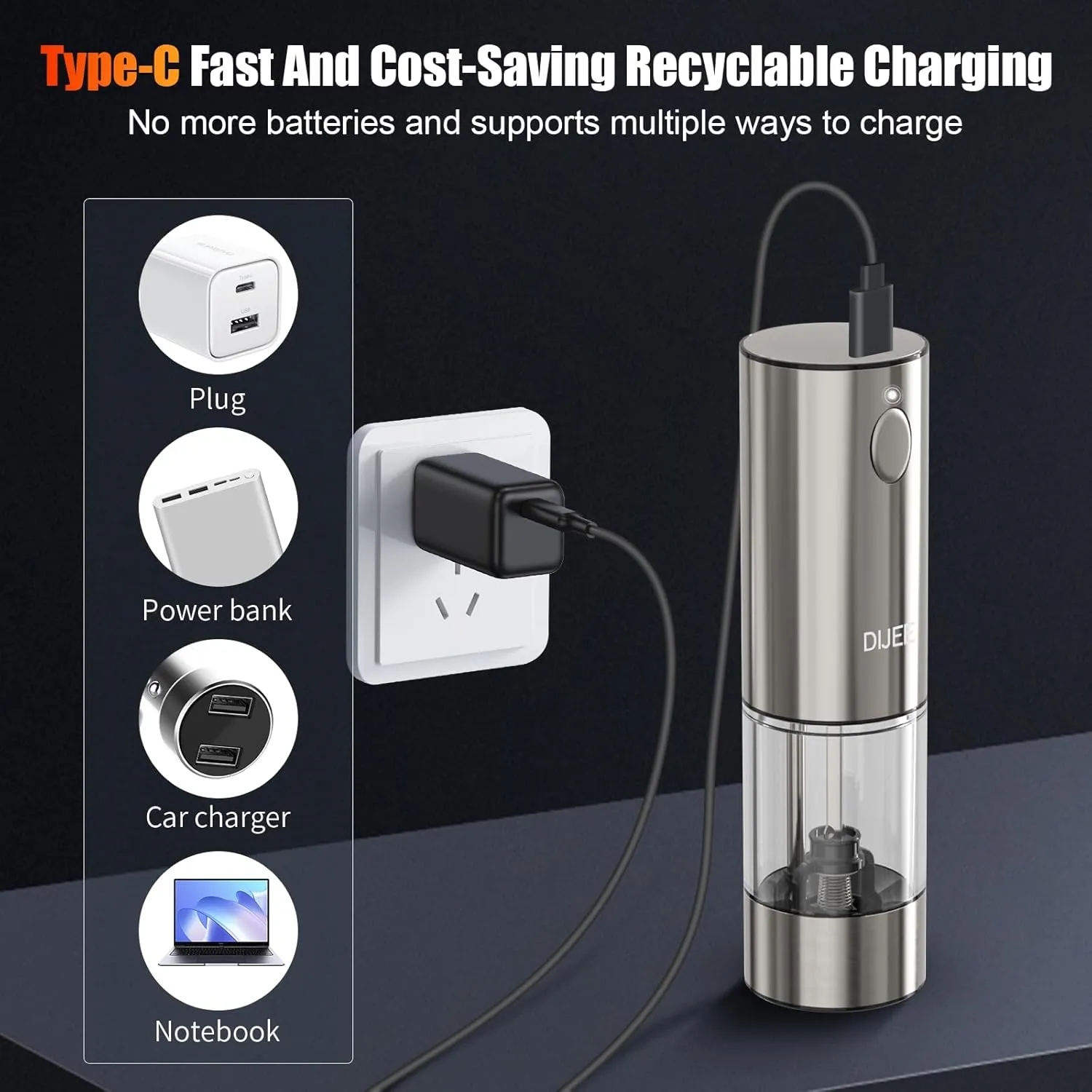 Automatic Salt/Pepper Mill with LED Light for Kitchen 4