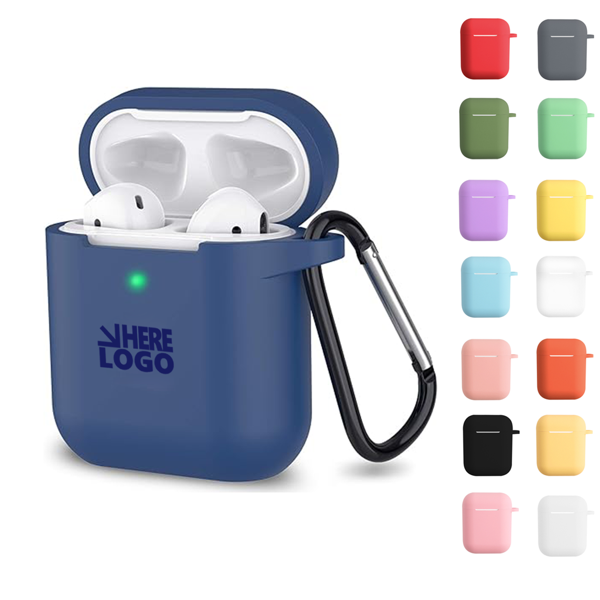 Earphone Case with Carabiner - Silicone, Compact Design 2