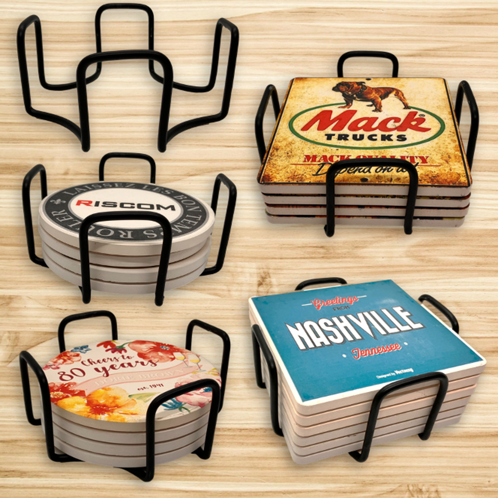 Geometric Metal 4 Coaster Holder Sets 9
