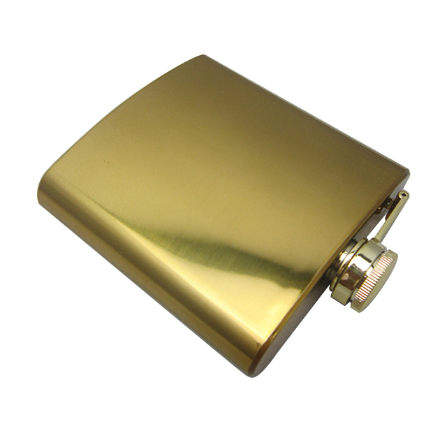 Gold Plated Color SS Hip Flask 6oz 5