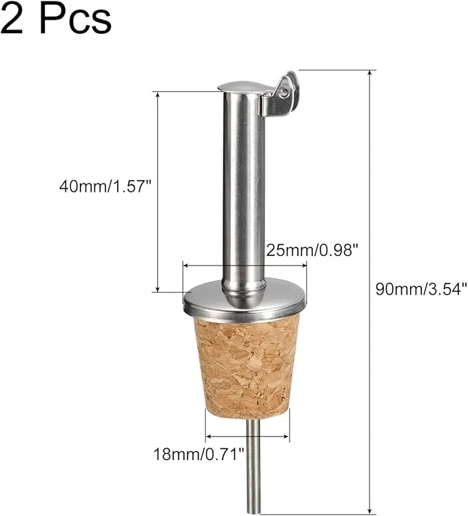 MOQ Stainless Steel Auto Flip Bottle Pourers With Wood Cap 3