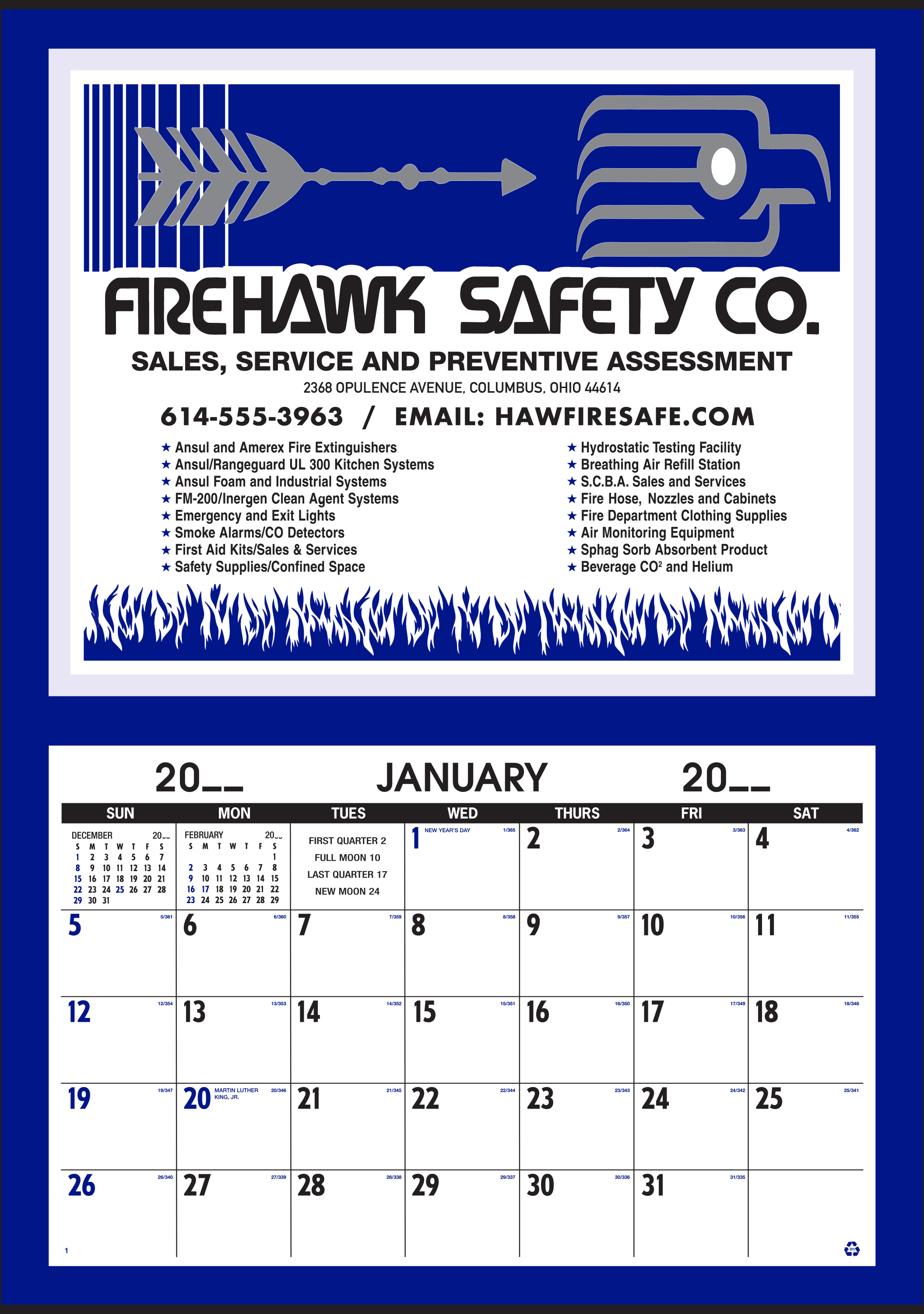 Style 10 Large Size Full Apron Calendar 1
