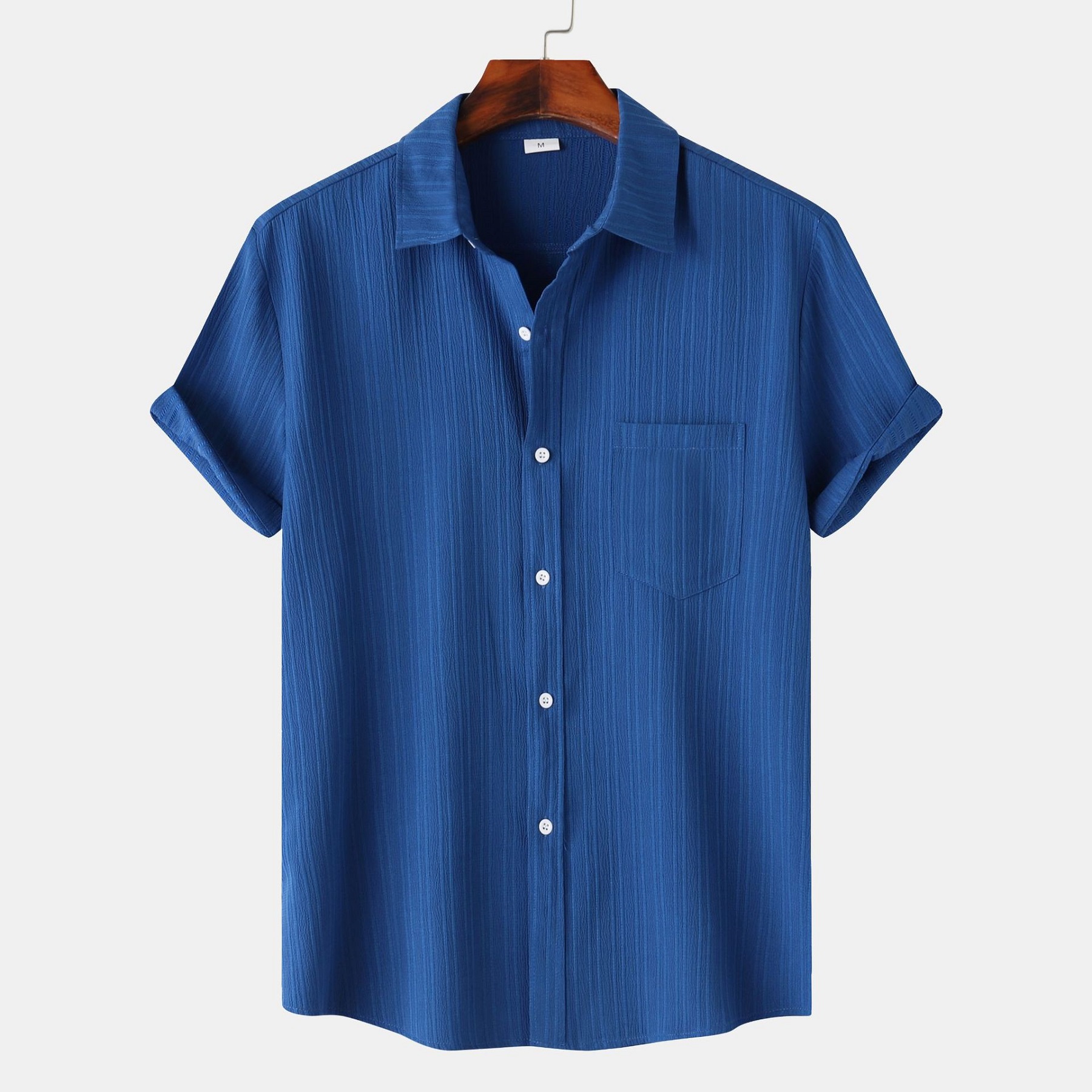 Men's Short Sleeved Solid Color Shirt Top 2