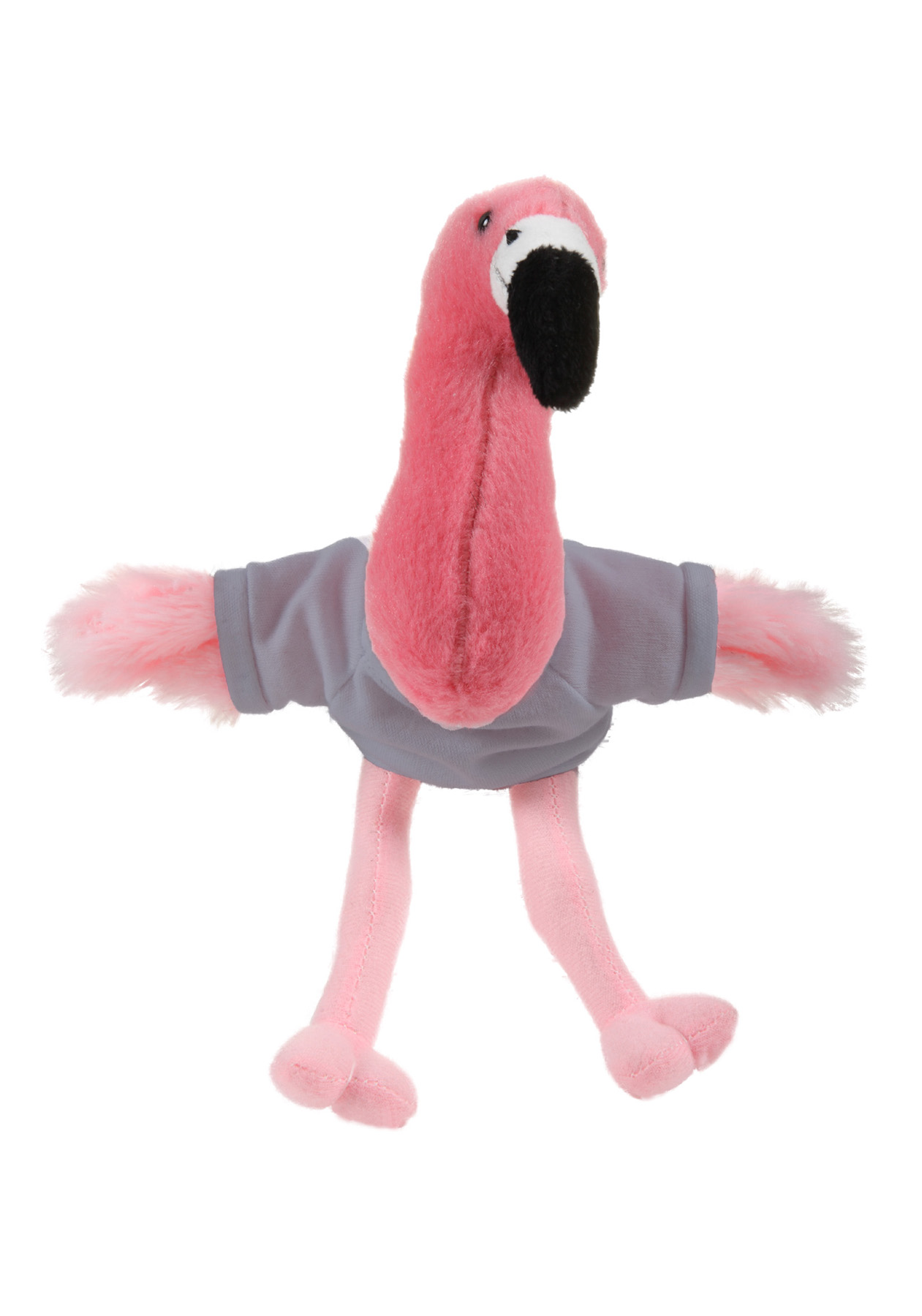 Soft Plush Sitting Flamingo waering a T-Shirt 19