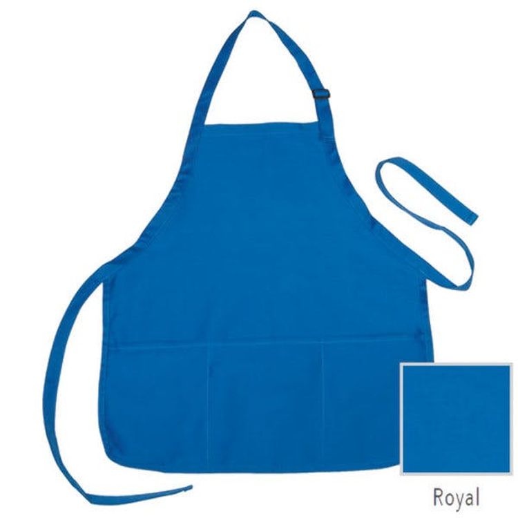 Apron - 3 Pockets Royal Blue Poly-Cotton 2