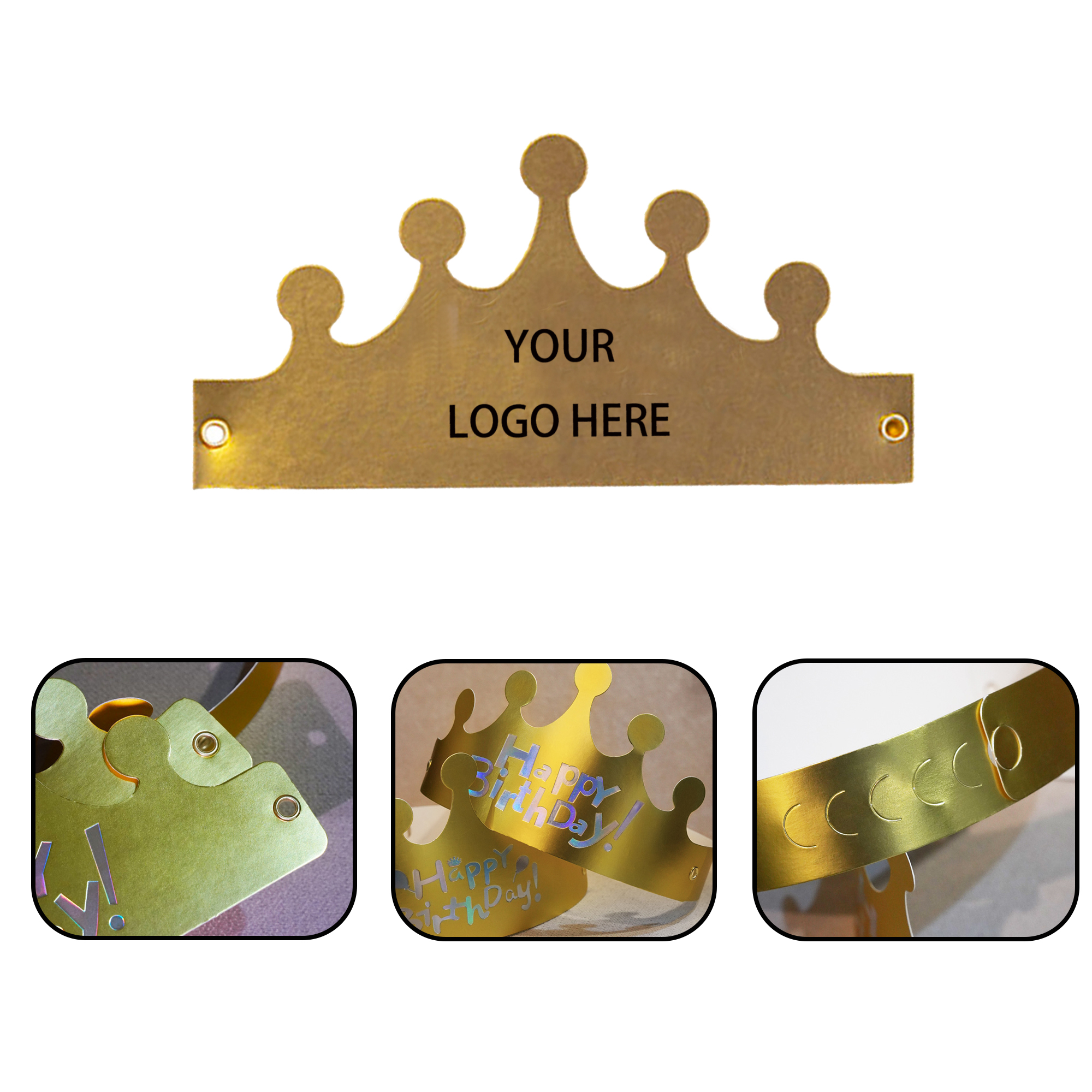 MOQ:500pcs Adjustable Foil Paper Crowns 1