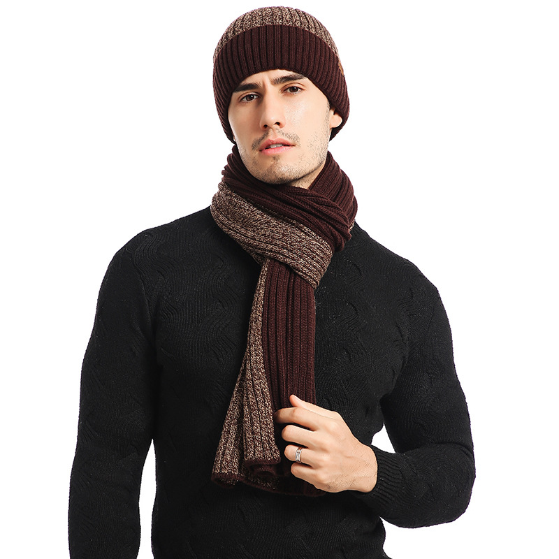 Unisex Winter Knitted Beanie Hat Scarf Touchscreen Gloves Set 19