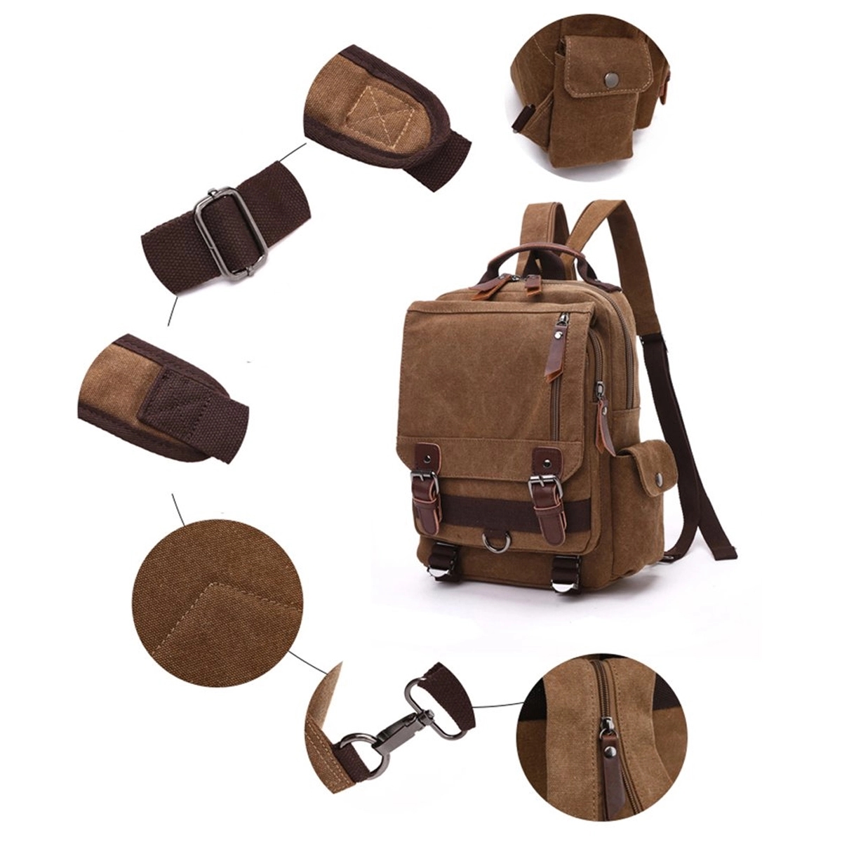 2 In 1 Canvas Backpack Messenger Bag 3
