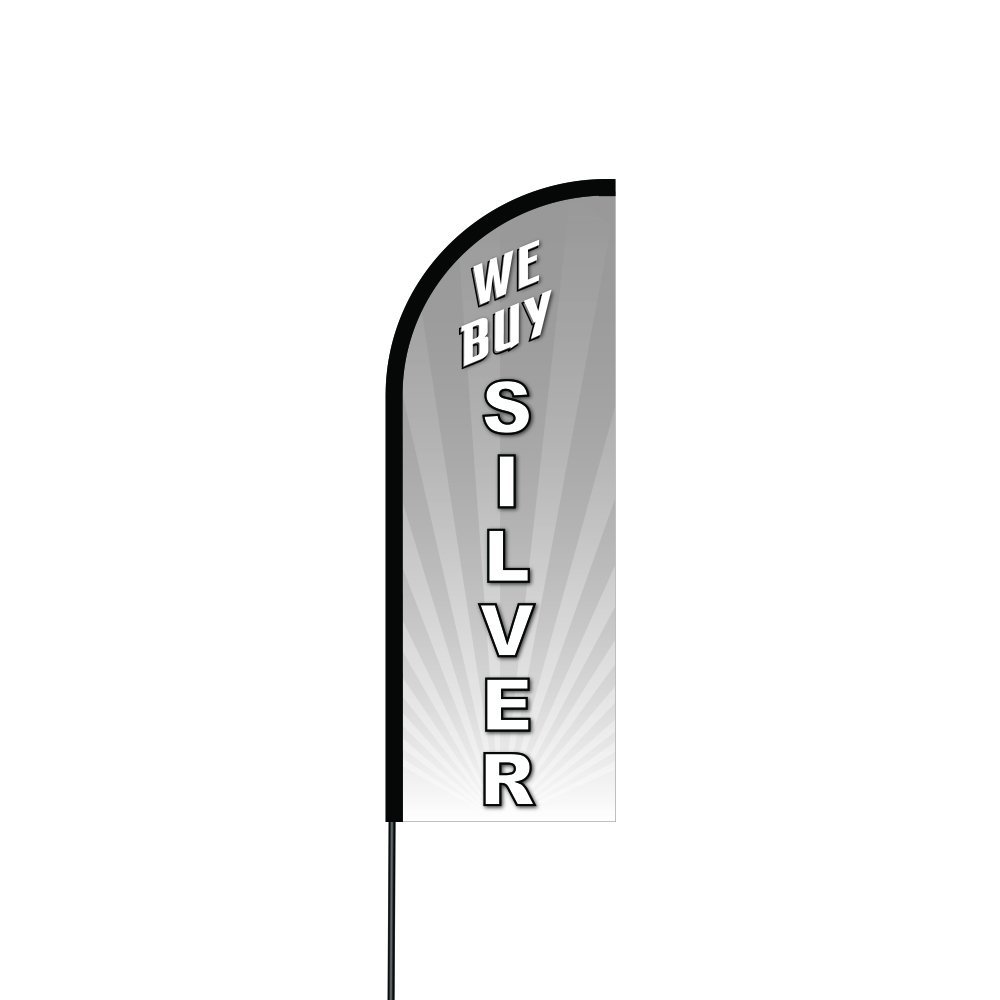 We Buy Silver Flag Kit Hardware 11' Feet Feather Flag Sign Outdoor Banner 2
