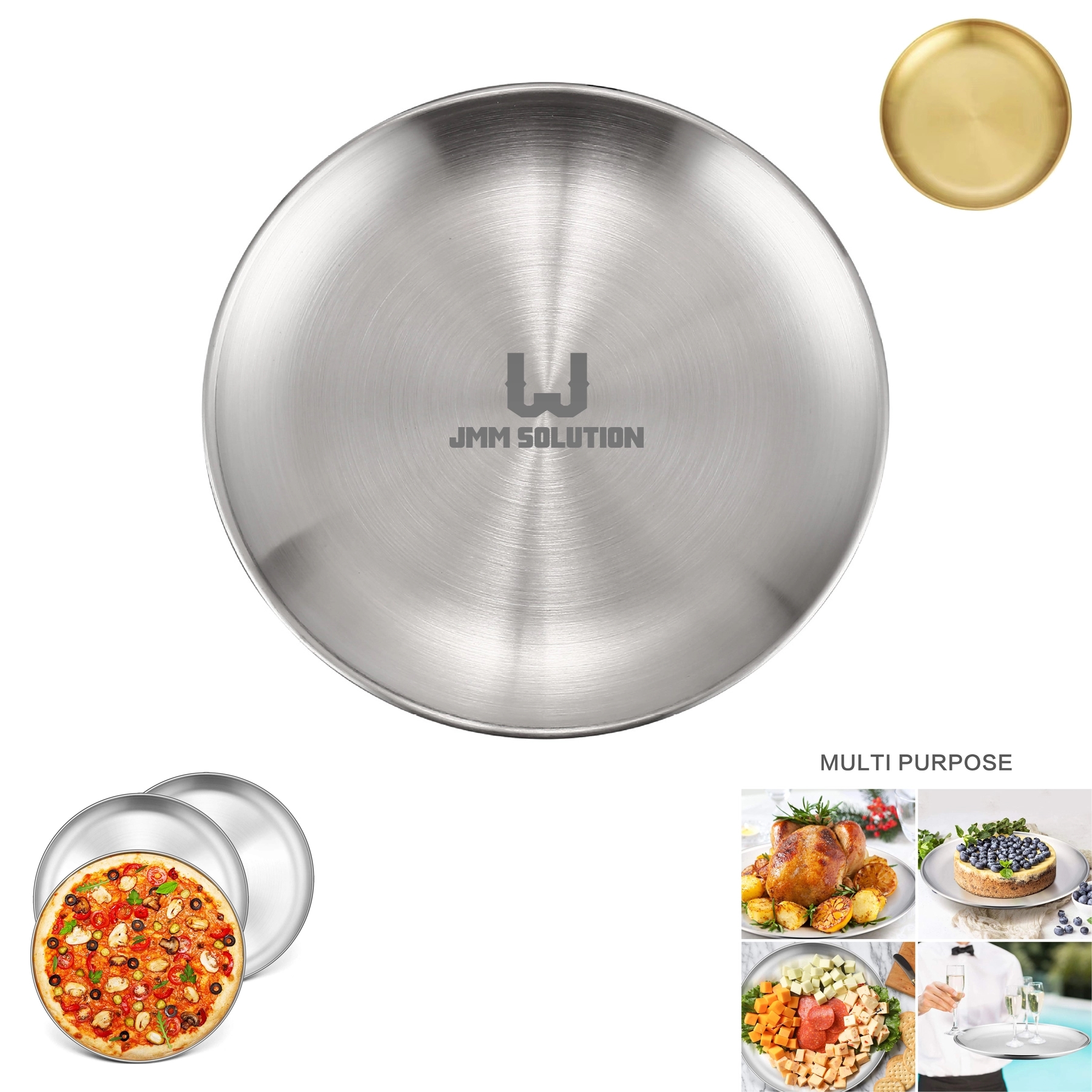 13.5 Inch Satinless Steel Pizza Pan 1
