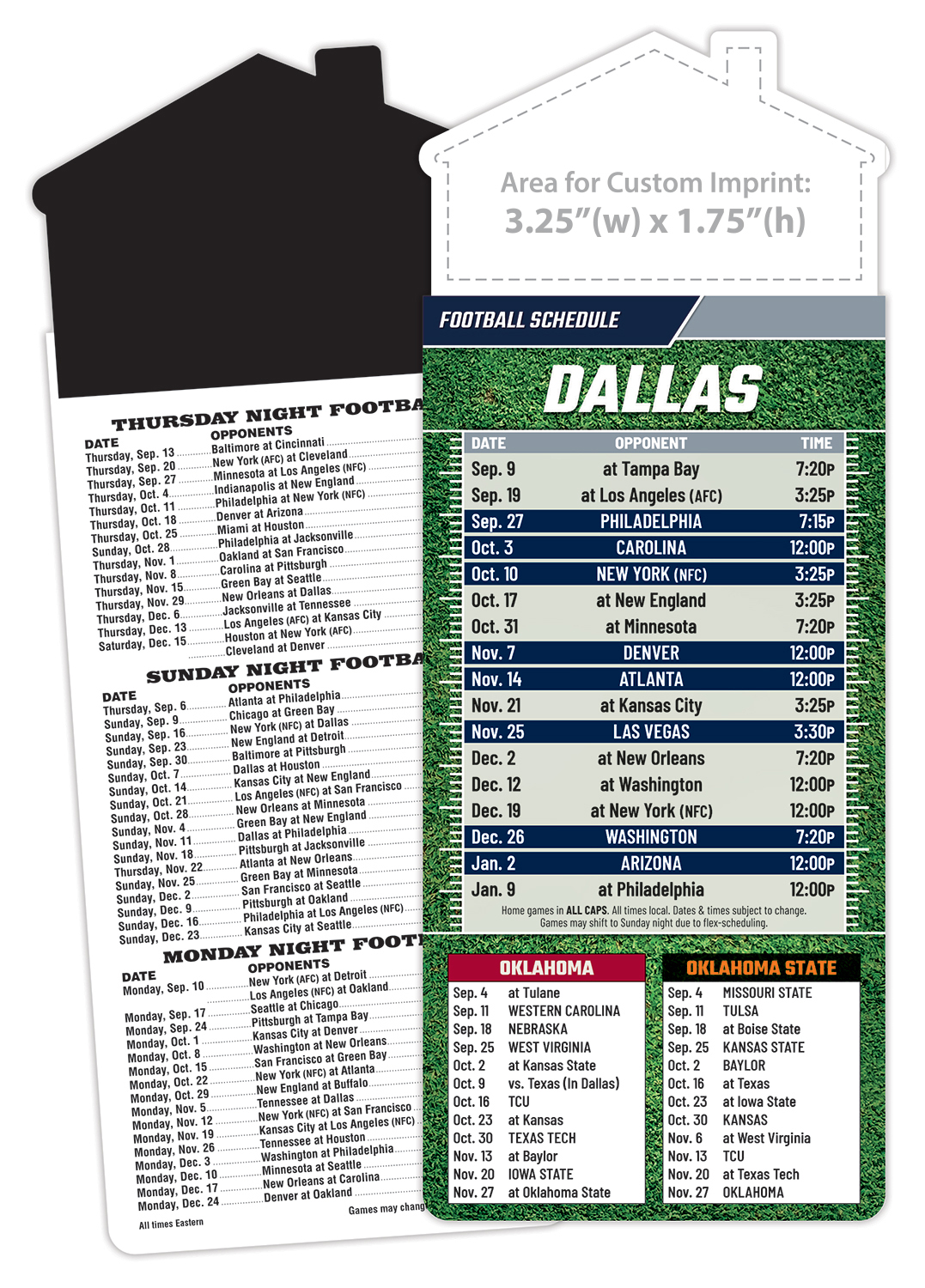 Magna-Card House Shape Magnet Football Schedules (3.5x9)