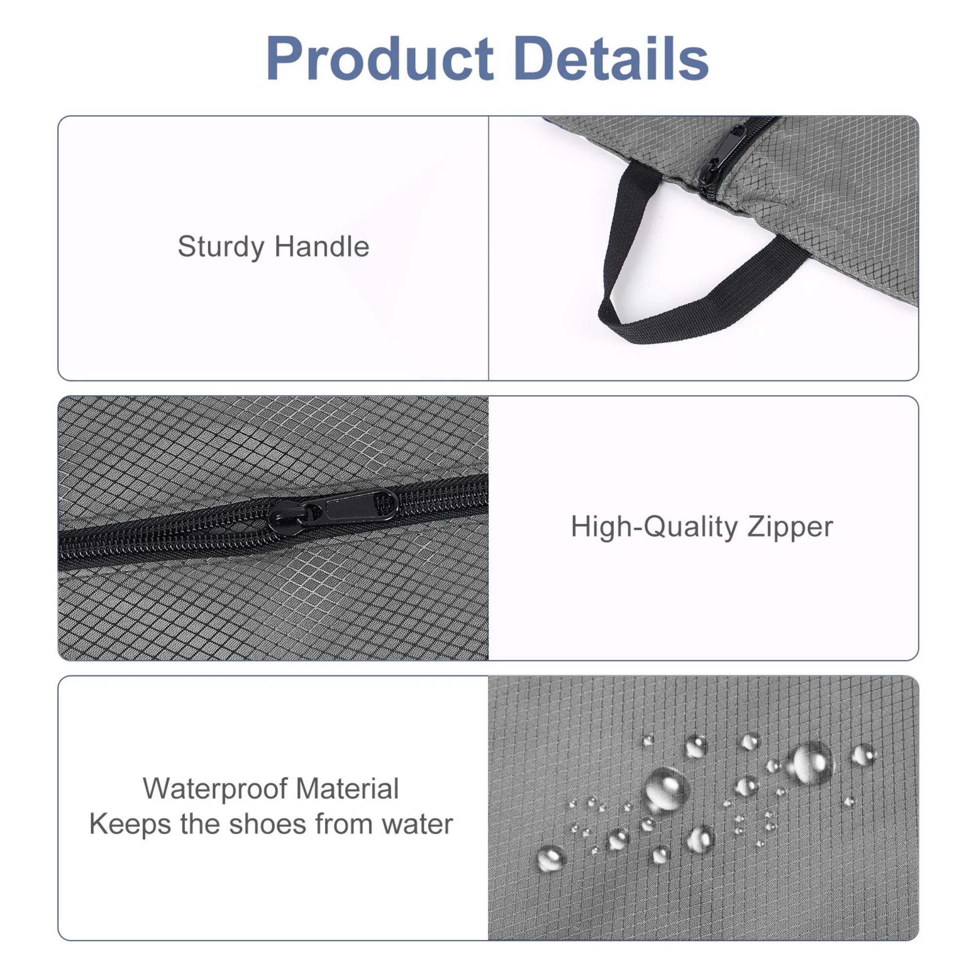 Waterproof Diamond-Lattice Nylon Handheld Shoe Storage Bag 11