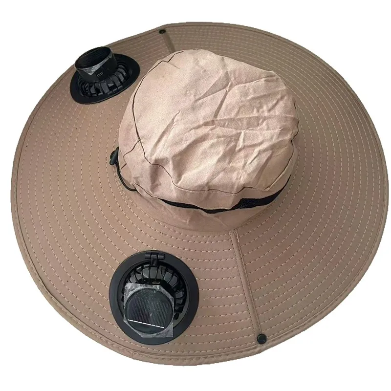 Wide Brim Sun Hat with 2 Solar Fan 6