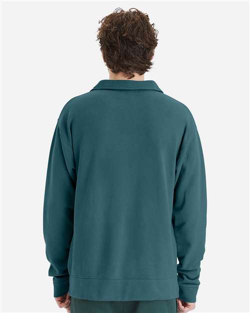 Unisex Garment-Dyed Polo Collar Sweatshirt - GDH490 26