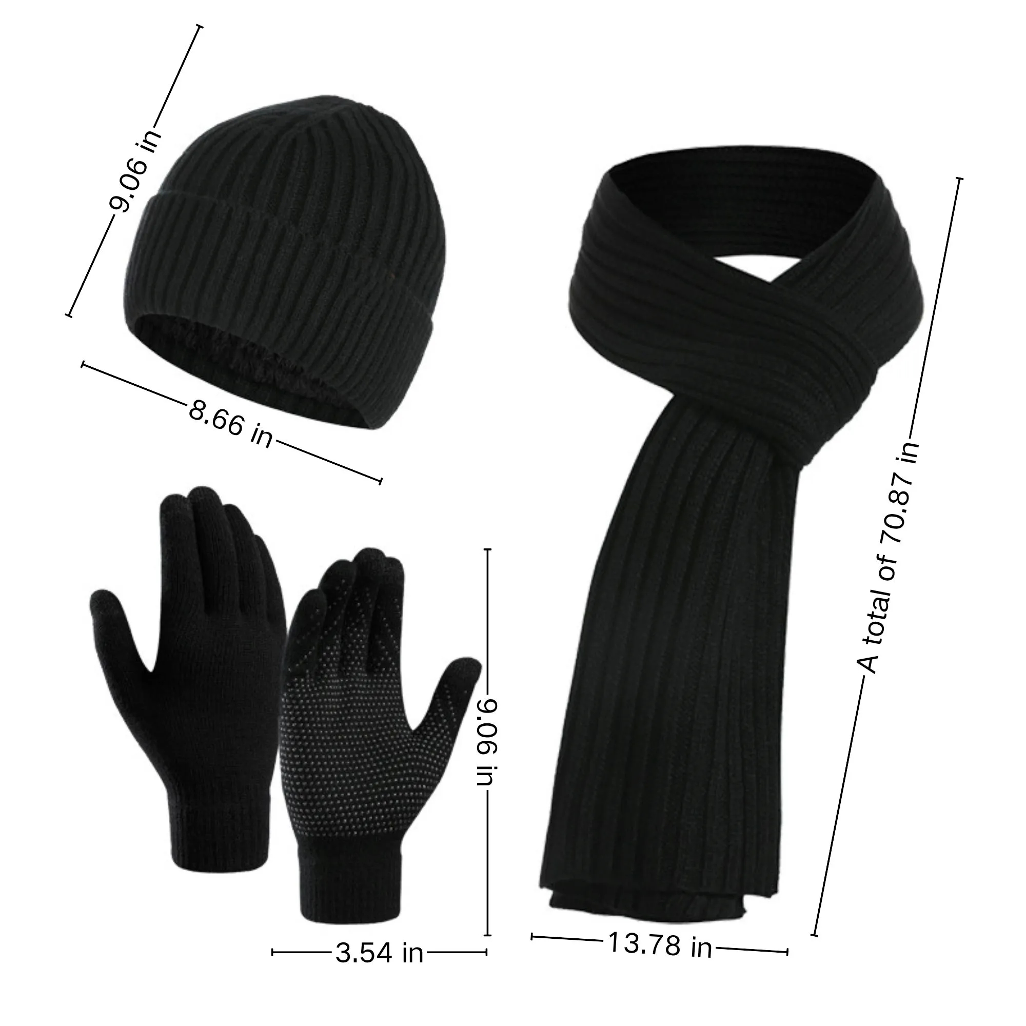 Winter Warm Scarf Hat Three Piece Set 3