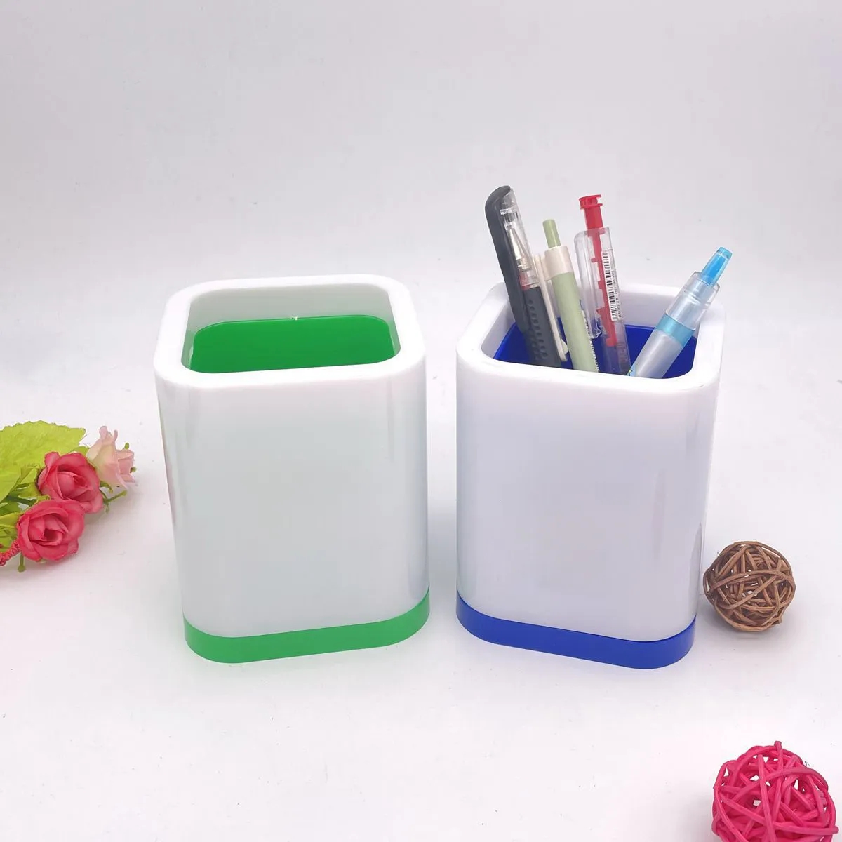 Plastic Pen Holder Storage Box Student Desktop Office 4