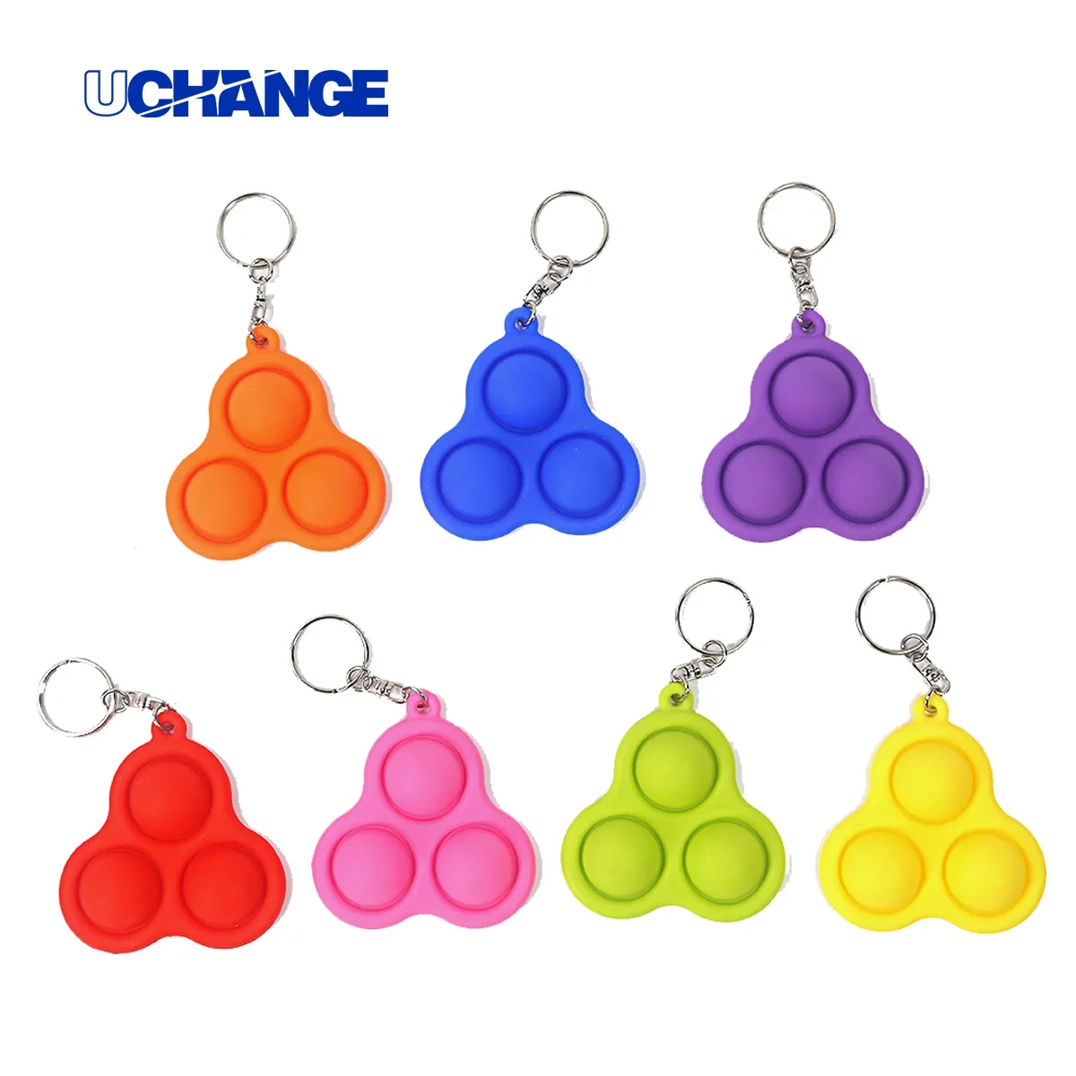 Silicone Pop Fidget Keychain Toy With Tri-Bubble Design 5